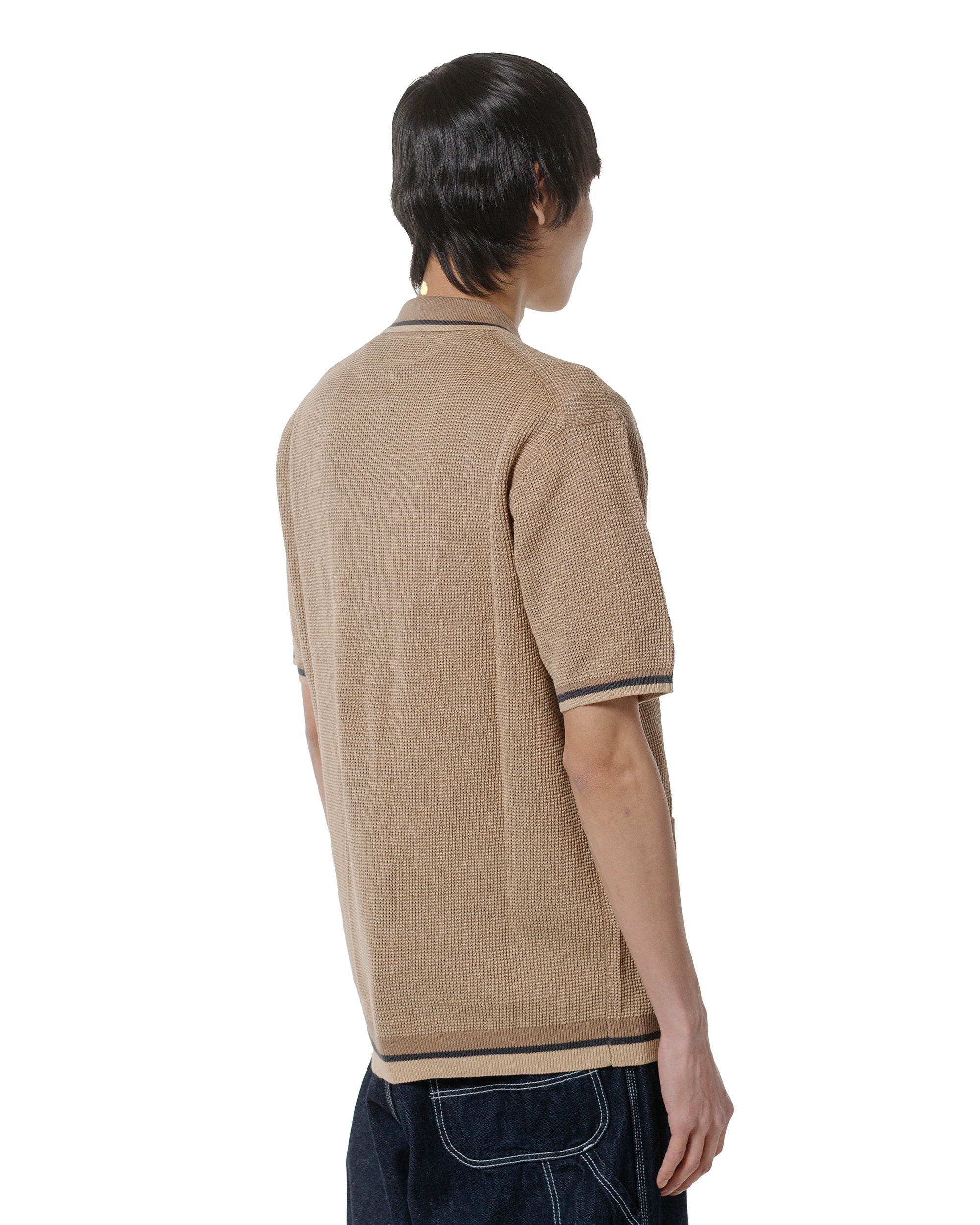 Zip Knit Polo Beige - 3