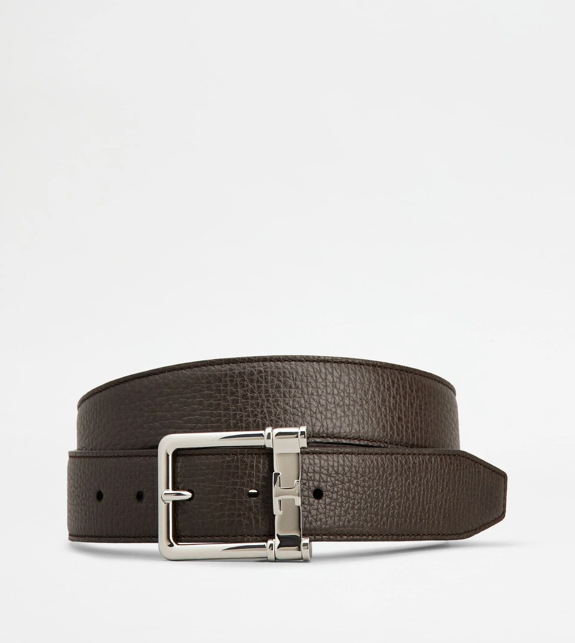 ADJUSTABLE AND REVERSIBLE BELT IN LEATHER - BROWN - 1
