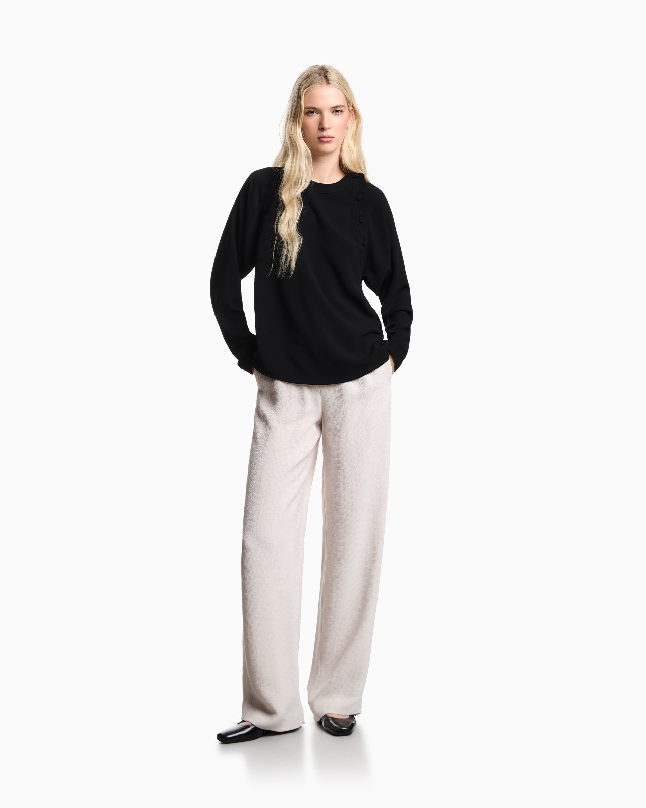 STRETCH SANDBLASTED FABRIC BLOUSE - 2