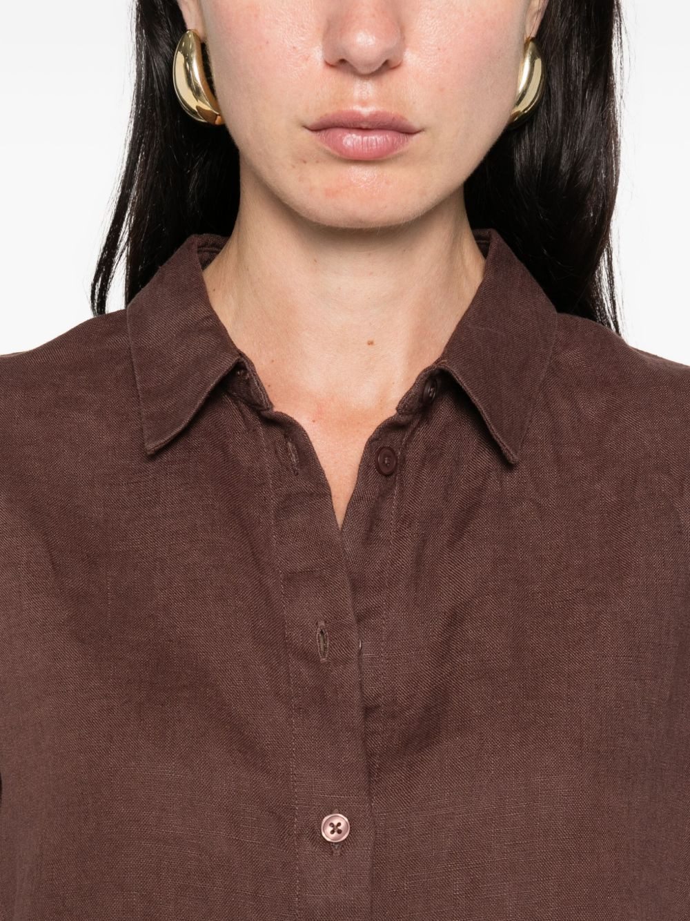 button-front linen shirt - 5