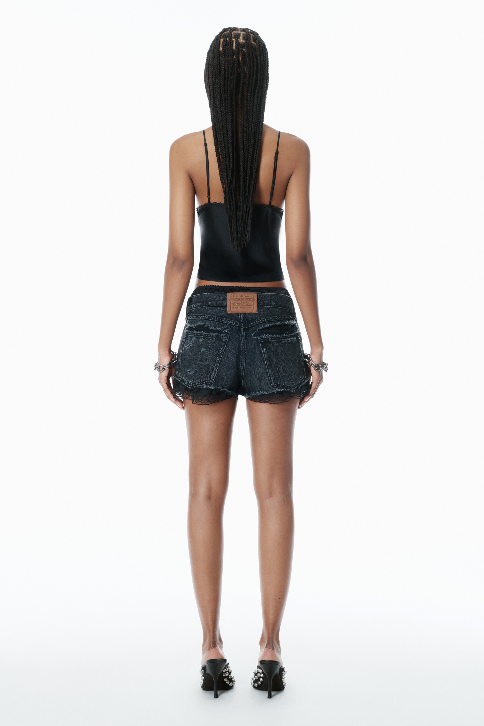 Pre-Styled Denim Shorts with Silk Boxer - 4