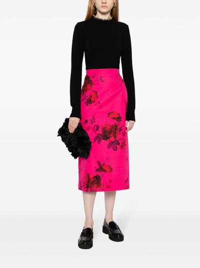 Erdem floral-print faille pencil skirt outlook
