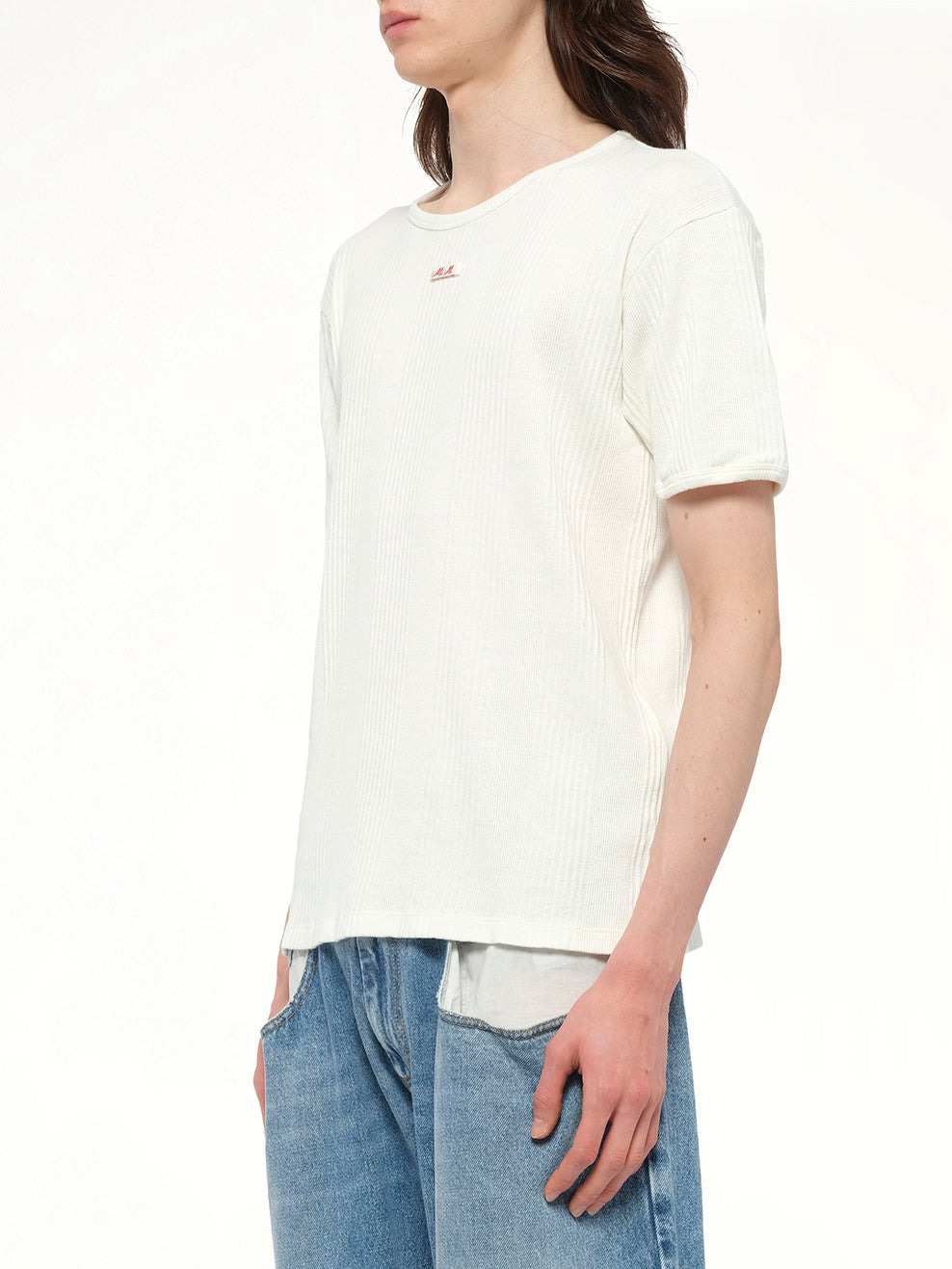 Rib T-Shirt in Off White - 3