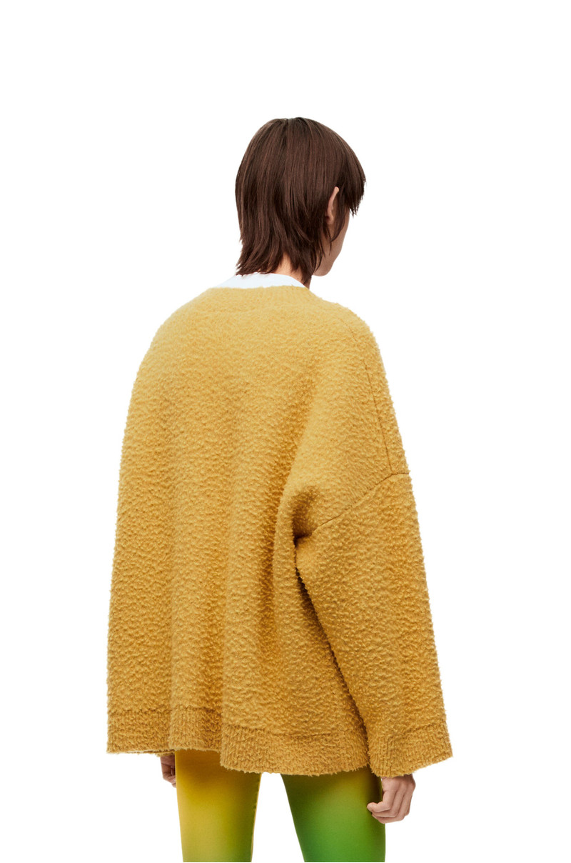 Oversize textured cardigan in wool and polyamide 4