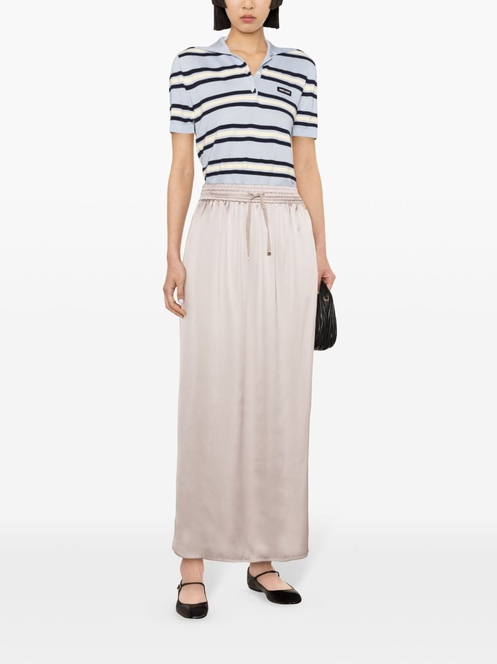 drawstring-waist satin midi skirt - 2