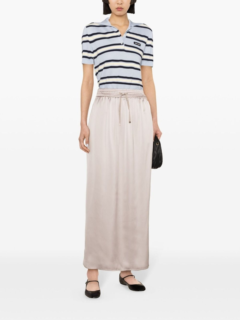 Herno drawstring-waist satin midi skirt outlook