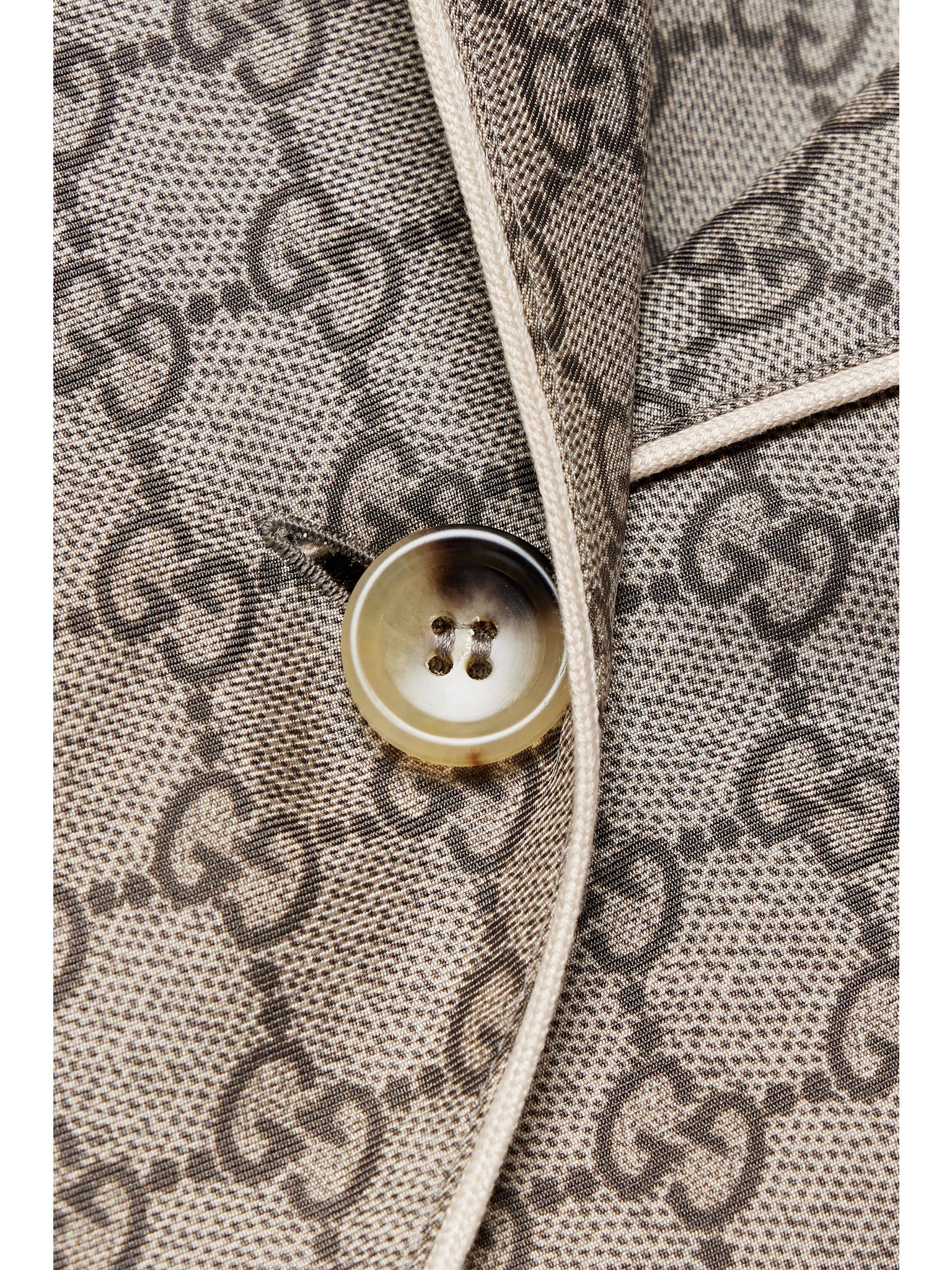 Silk-satin jacquard shirt Camel - 4