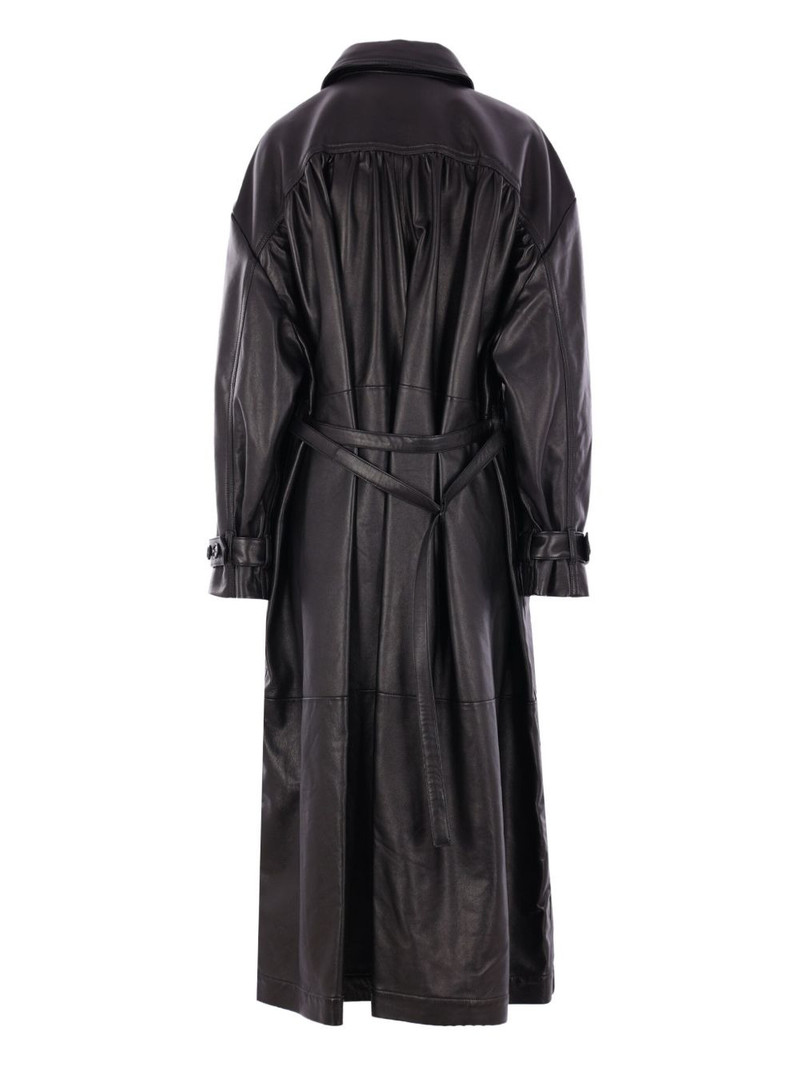 Ann Demeulemeester double-breasted leather coat outlook