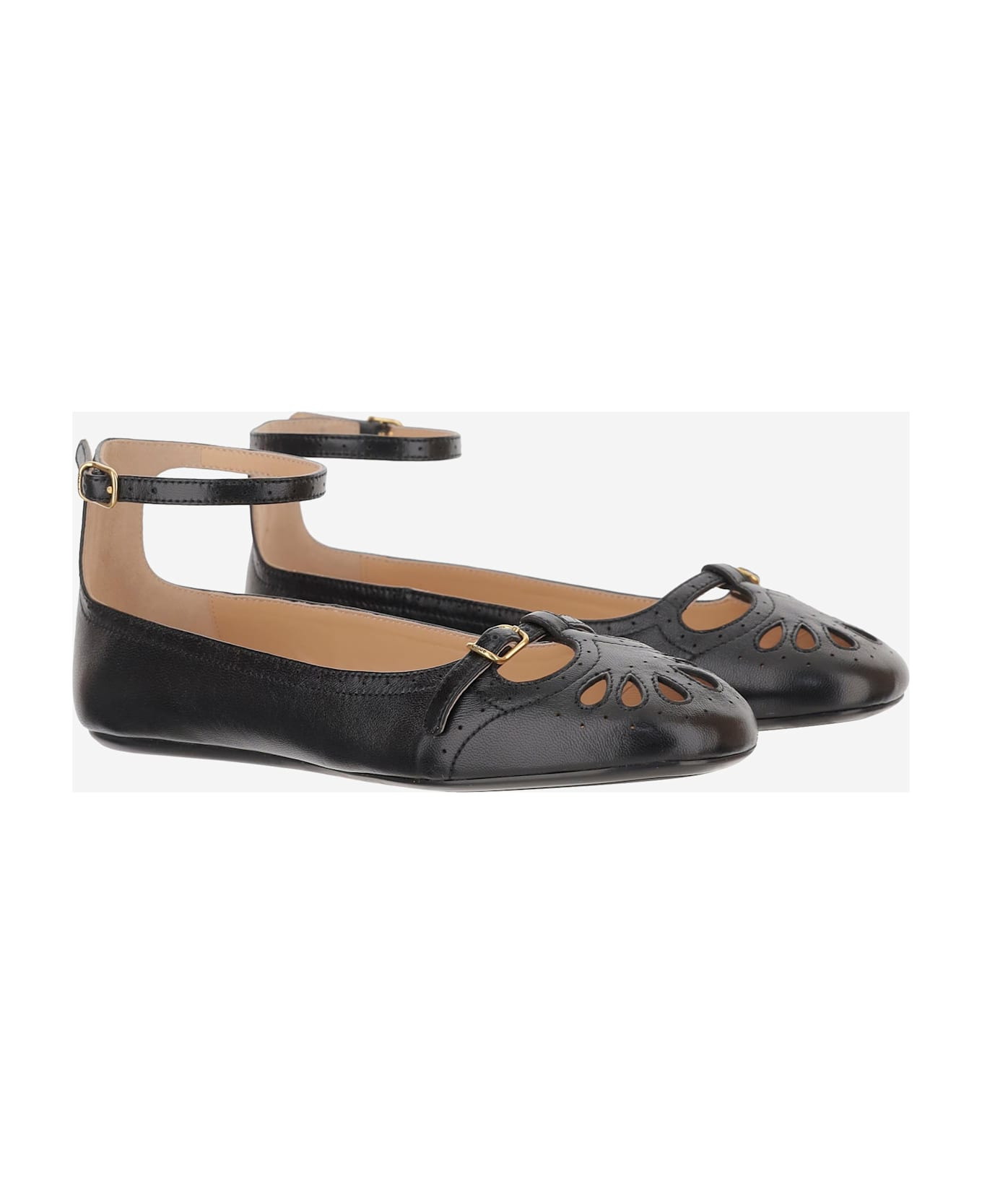 Mixed Leather Ballerina Flats - 3
