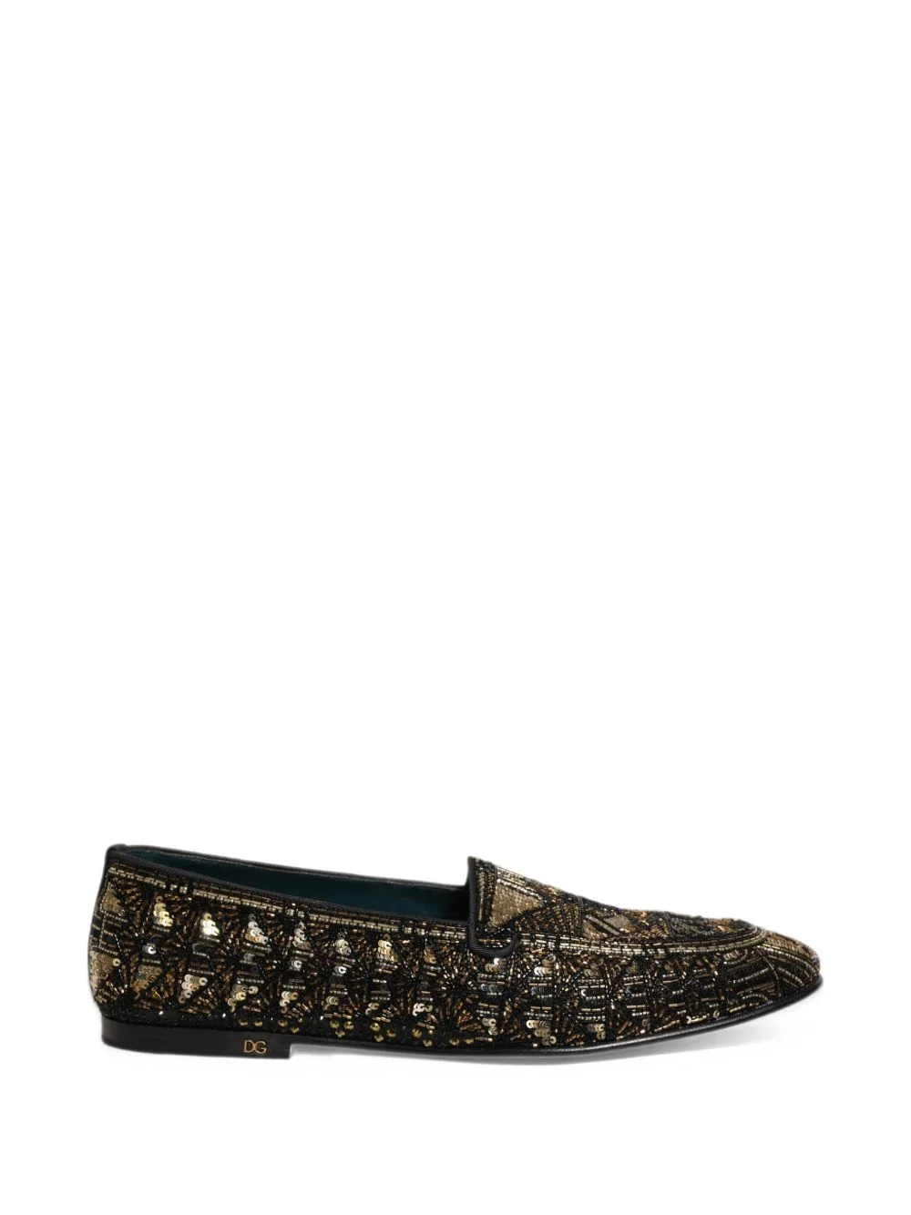 sequin-embellished bead-embellished loafers - 1