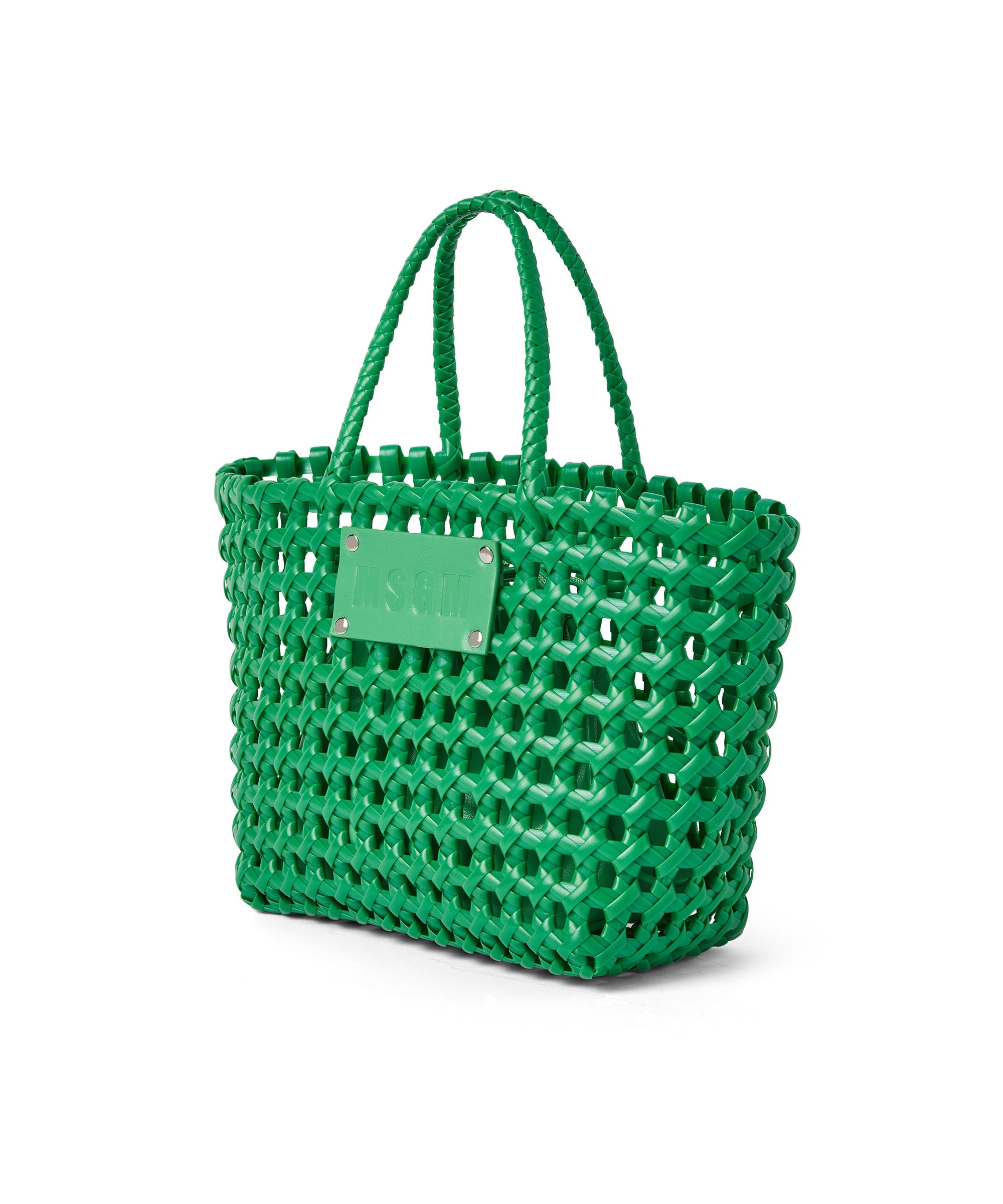 Faux leather basket net mini bag with accompanying mini pouch - 3