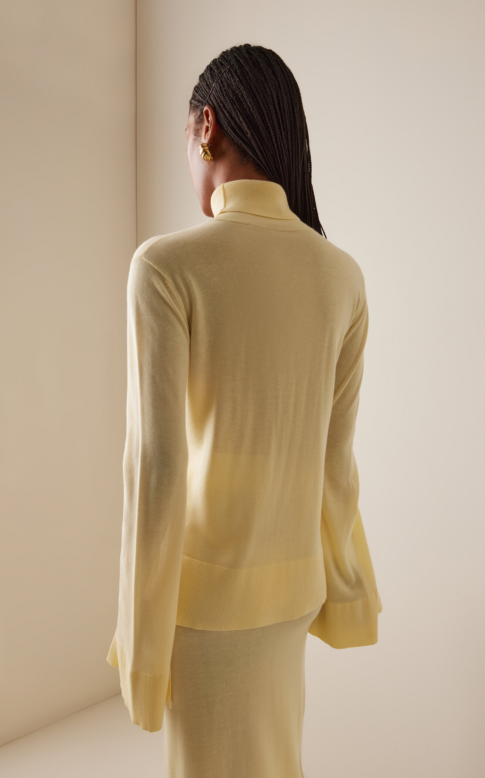 Stretch-Cashmere Turtleneck Top yellow - 4
