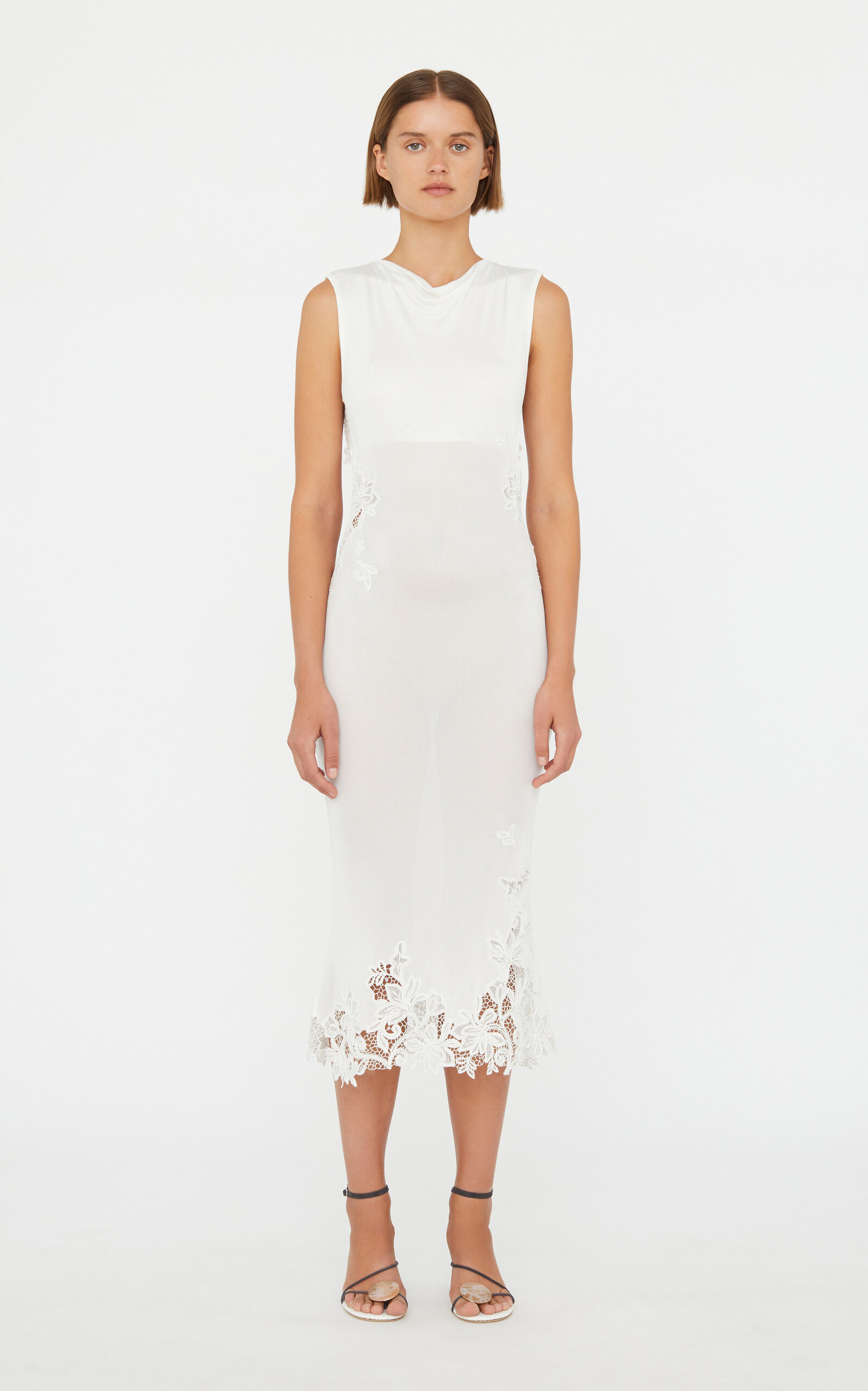 Embroidered Knit Midi Dress white - 3