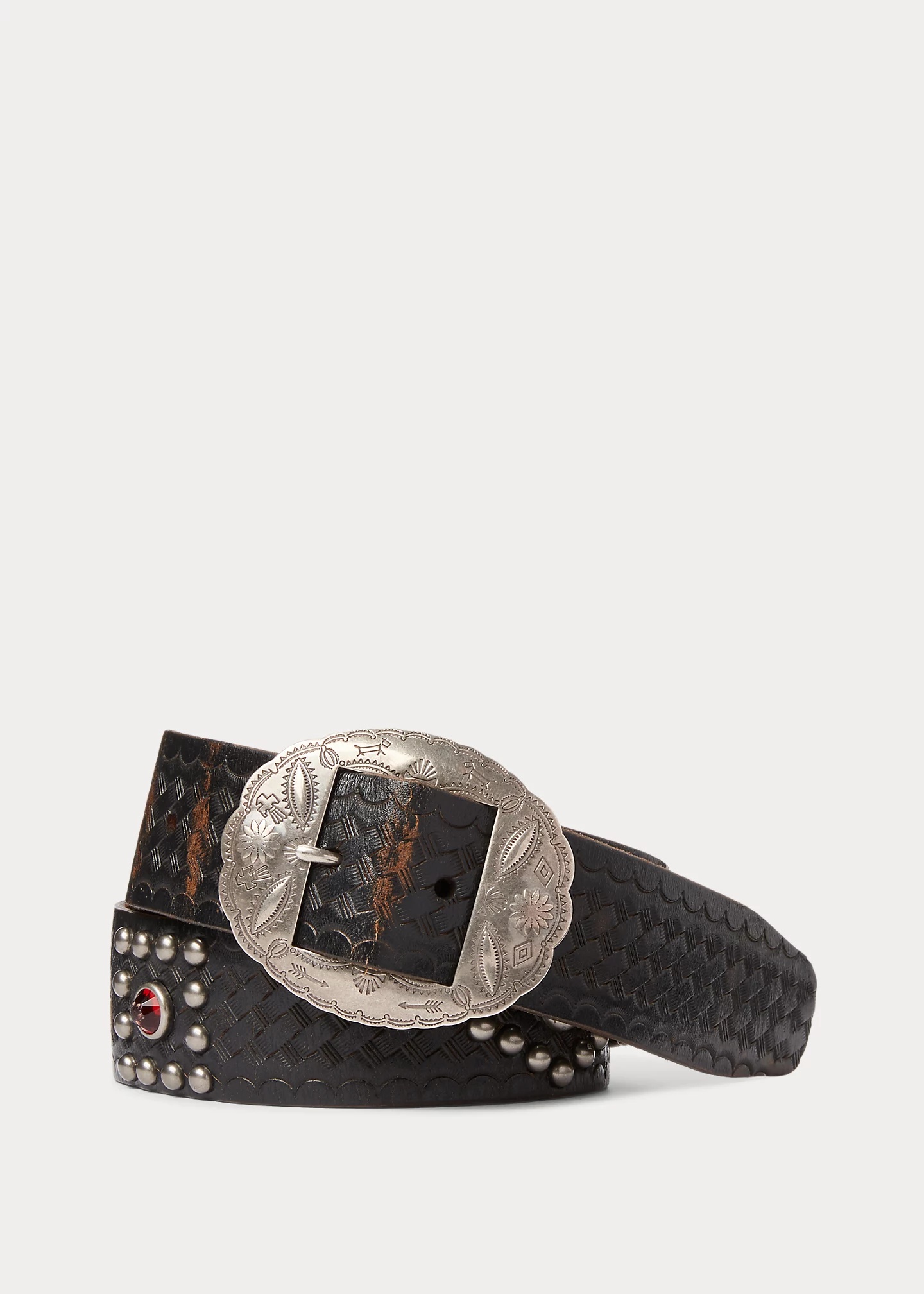 小物 RRL Leather Canvas Studded Belt Ralph Lauren RRL Studded Leather Belt | Brown | FARFETCH