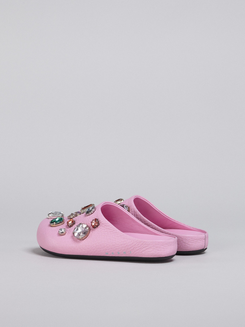 Marni PINK LEATHER FUSSBETT SABOT WITH GLASS BEADS outlook