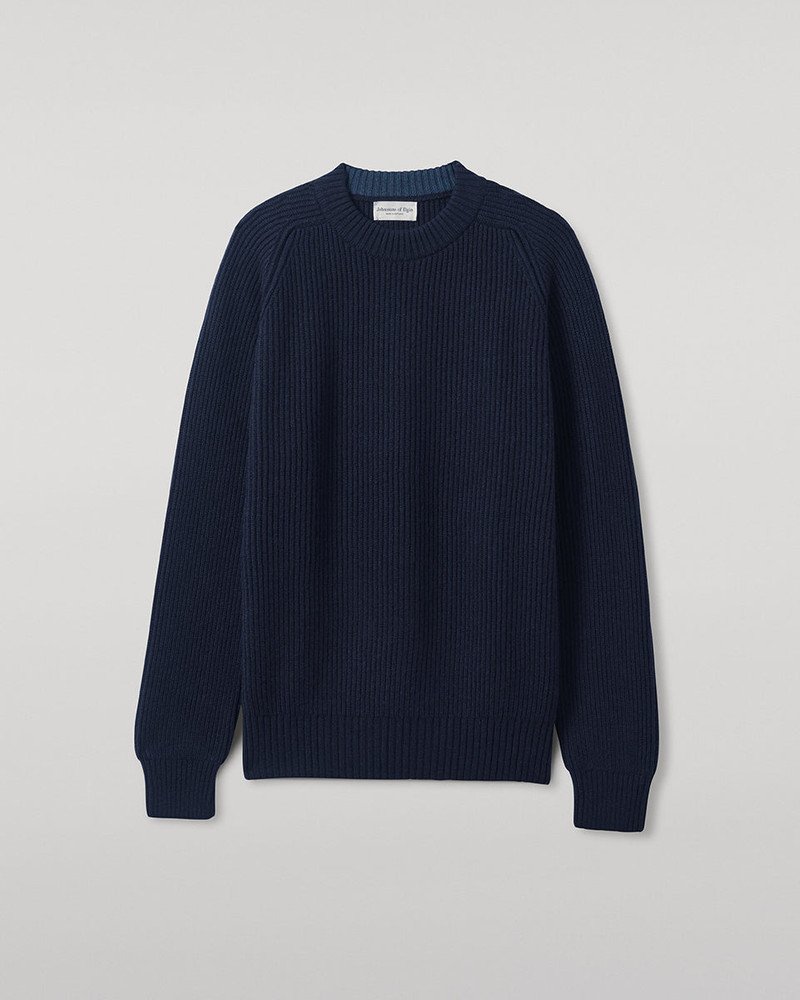Contrast Neck Navy Cashmere Jumper 1