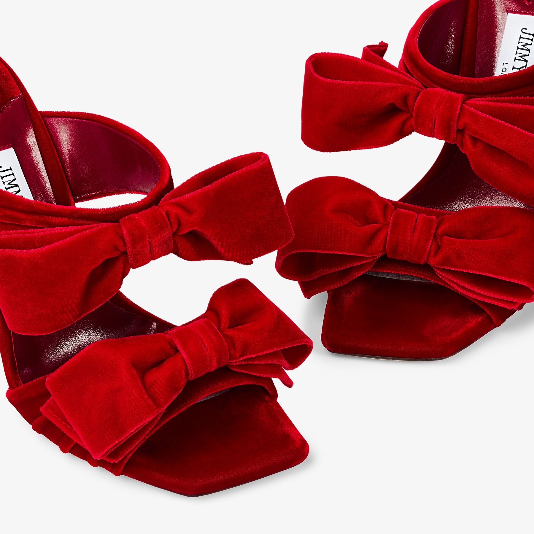 JIMMY CHOO Flaca Sandal 100 Red Velvet Sandal with Bow