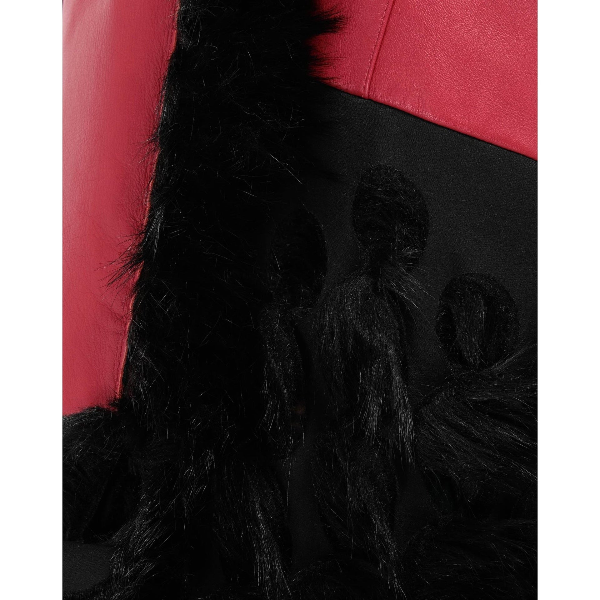 Maison Margiela Faux Fur Trimmed Leather Cape Jacket Women - 5