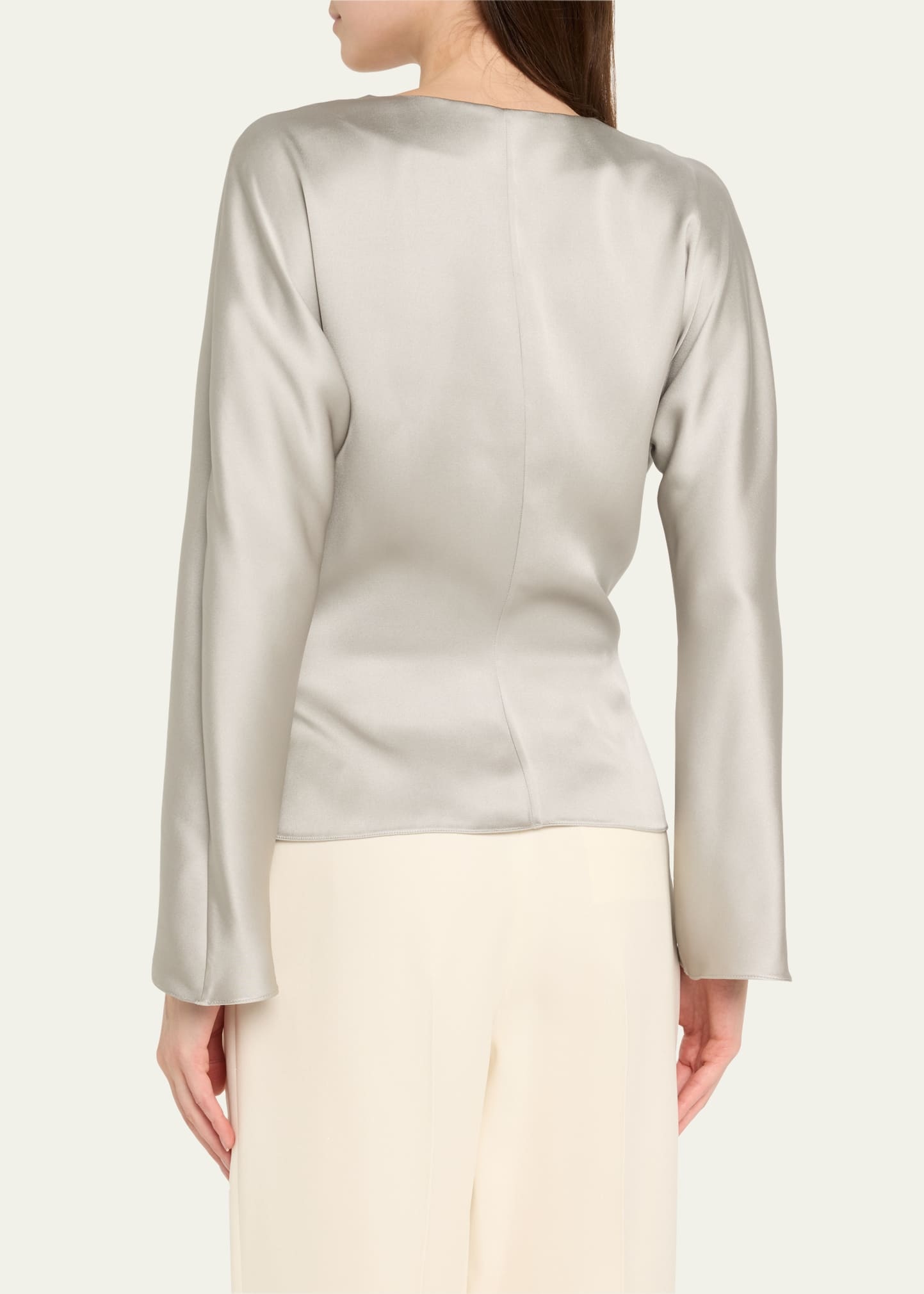 Draped Double Silk Wrap Shirt - 3