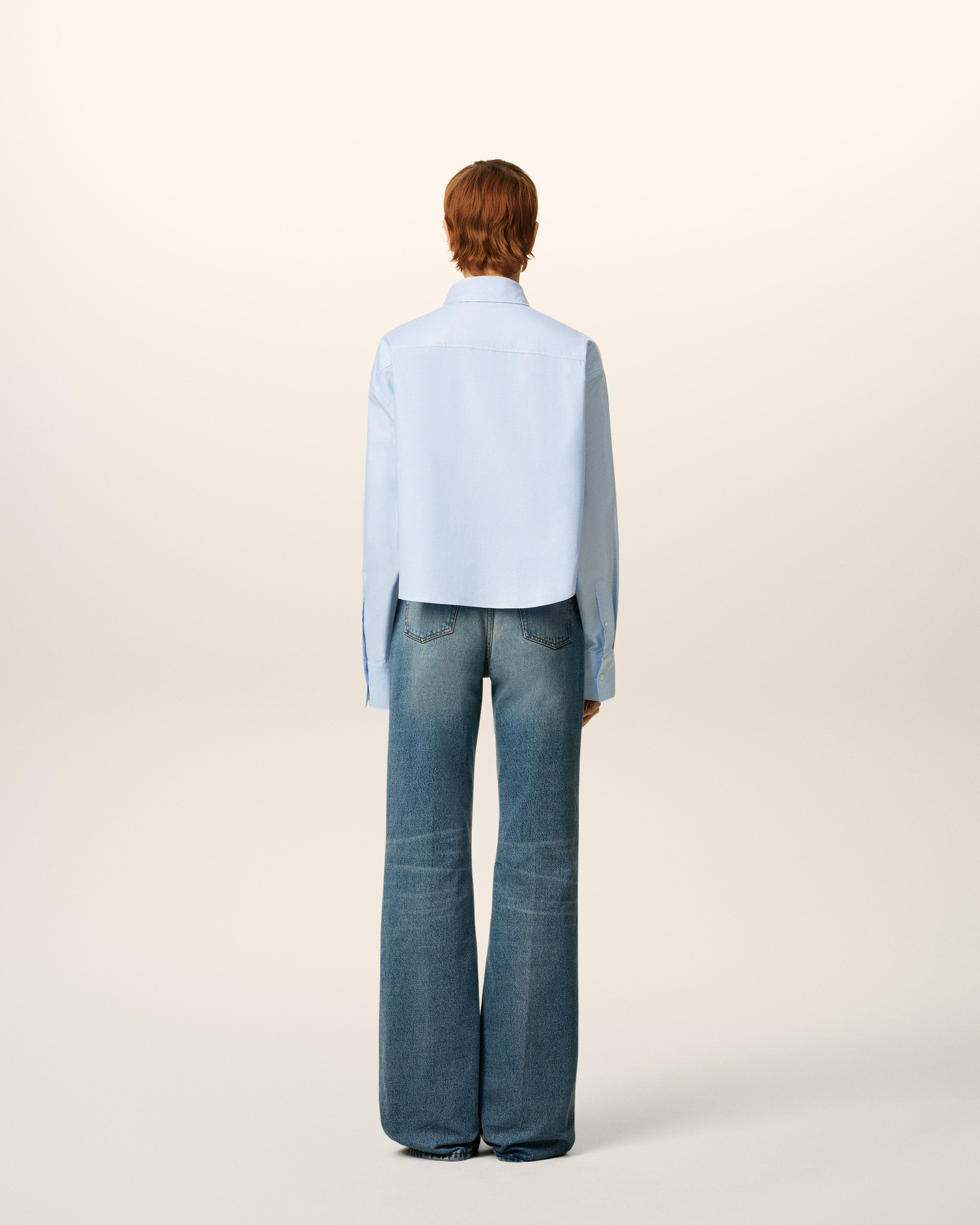 BLUE COTTON AMI DE COEUR CROPPED OVERSIZED SHIRT - 5