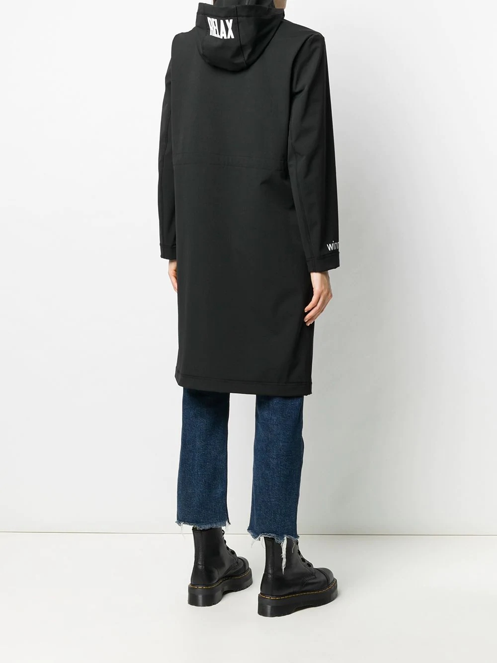 zipped logo print coat - 4