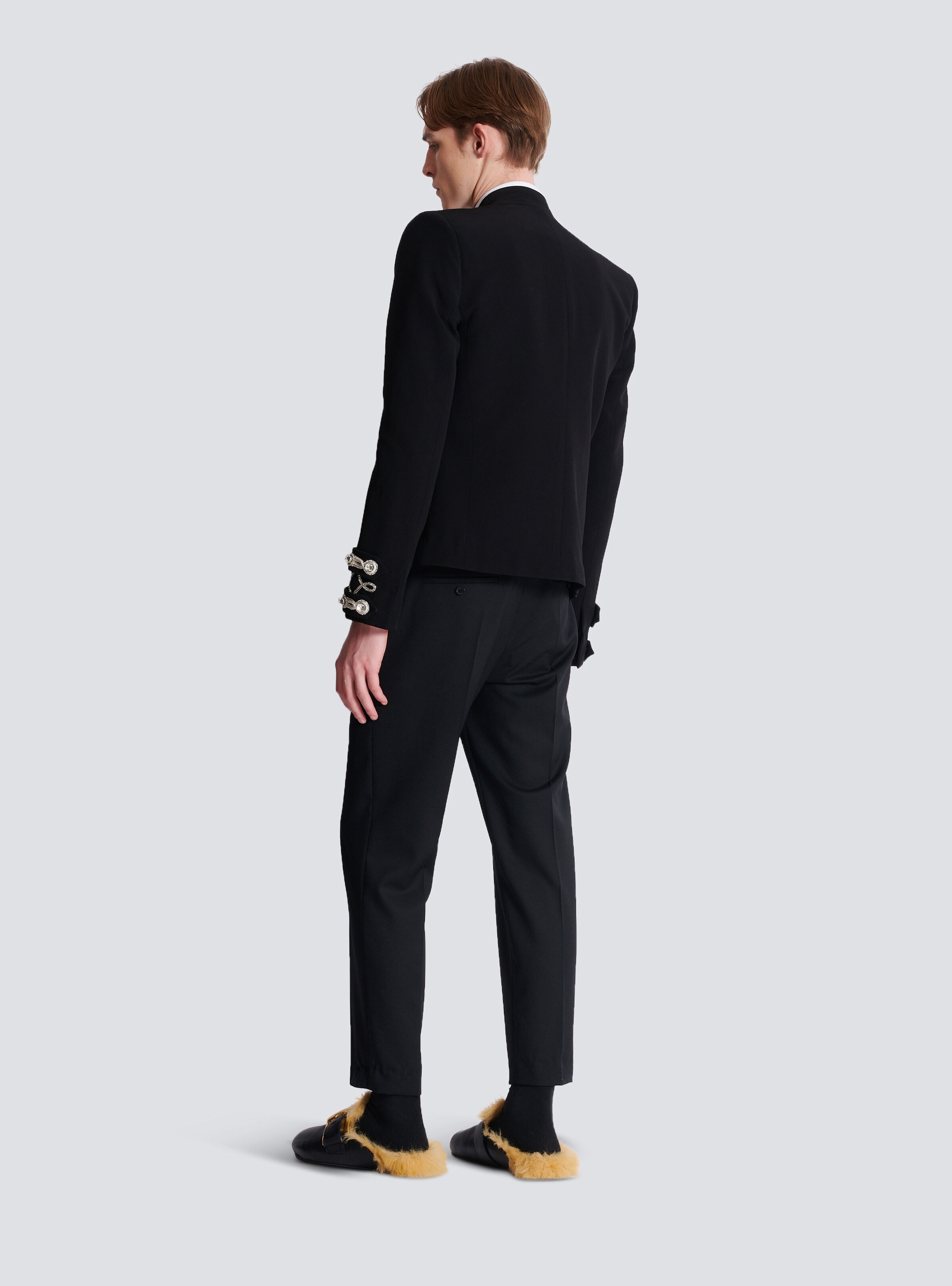 Crepe spencer jacket with embroidered frogging - 4