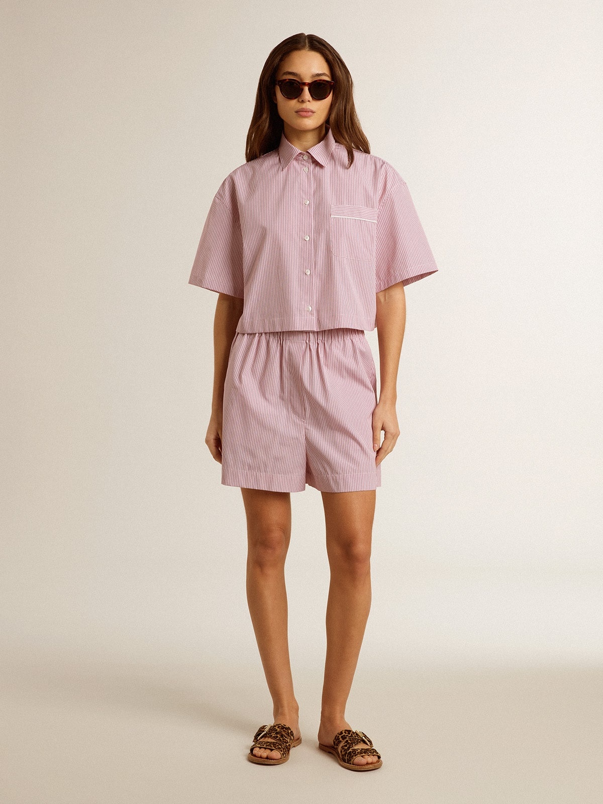 Shorts in striped cotton poplin - 3