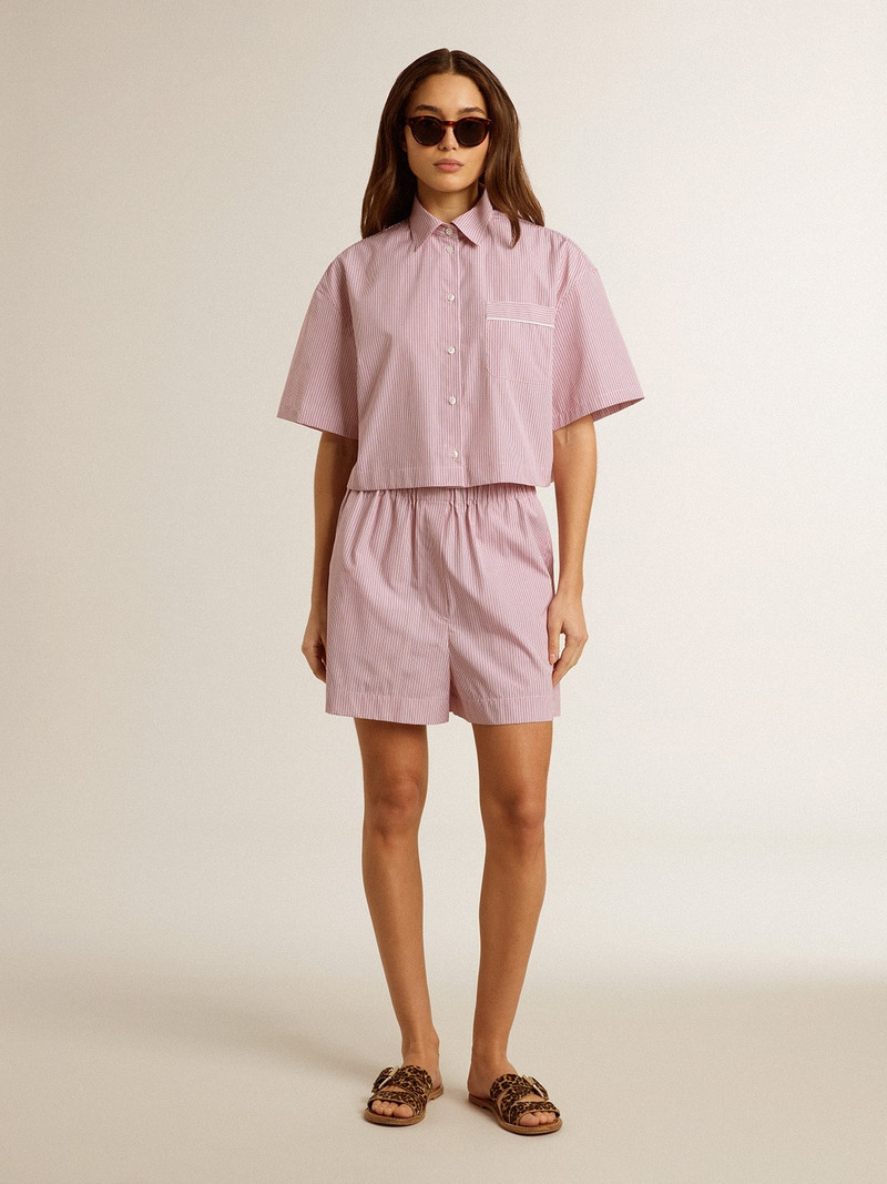 Shorts in striped cotton poplin 3