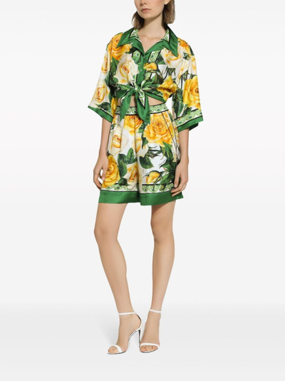 Dolce & Gabbana rose-print silk shorts outlook