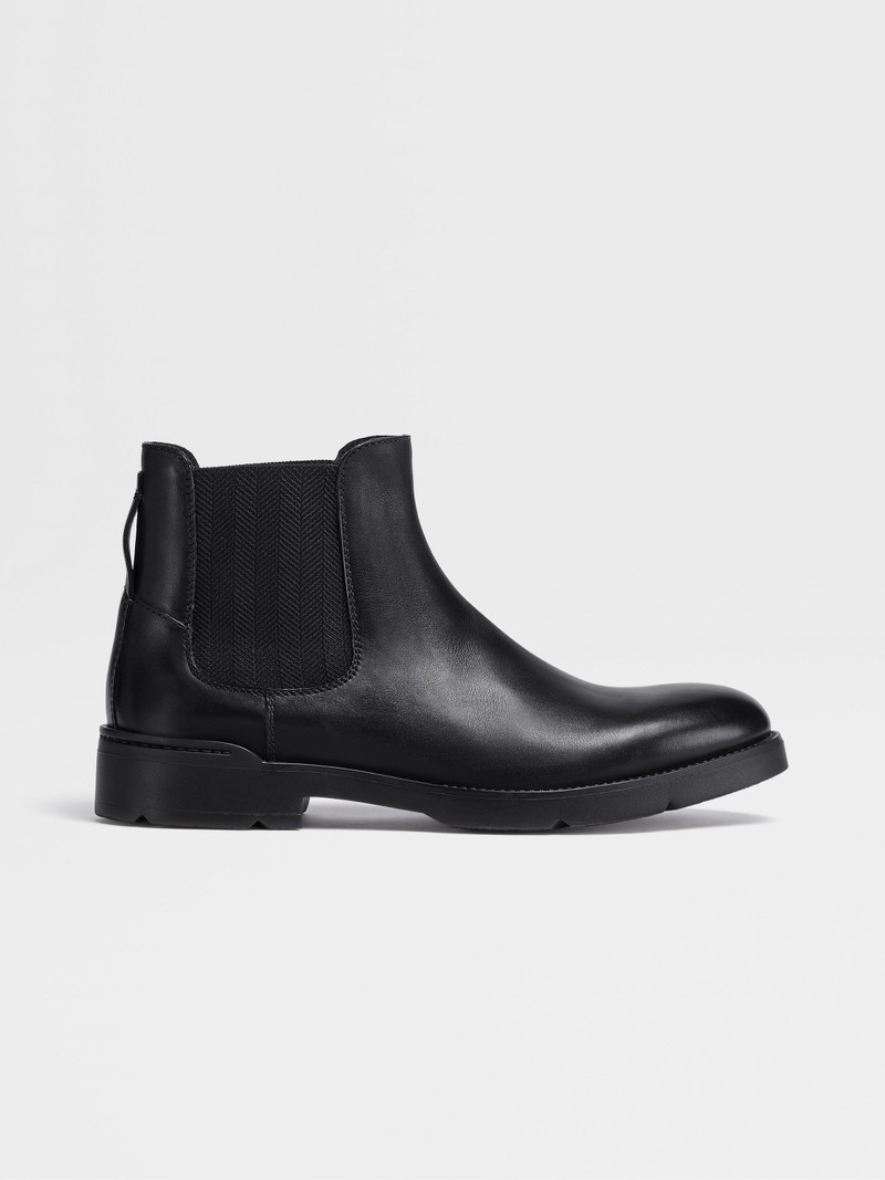 BLACK HAND-BUFFED LEATHER CORTINA CHELSEA BOOTS - 1