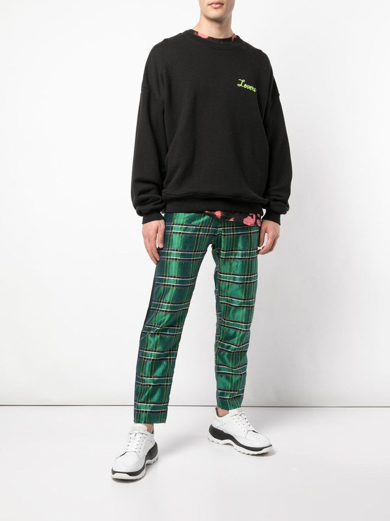 AMIRI silk plaid track pants outlook
