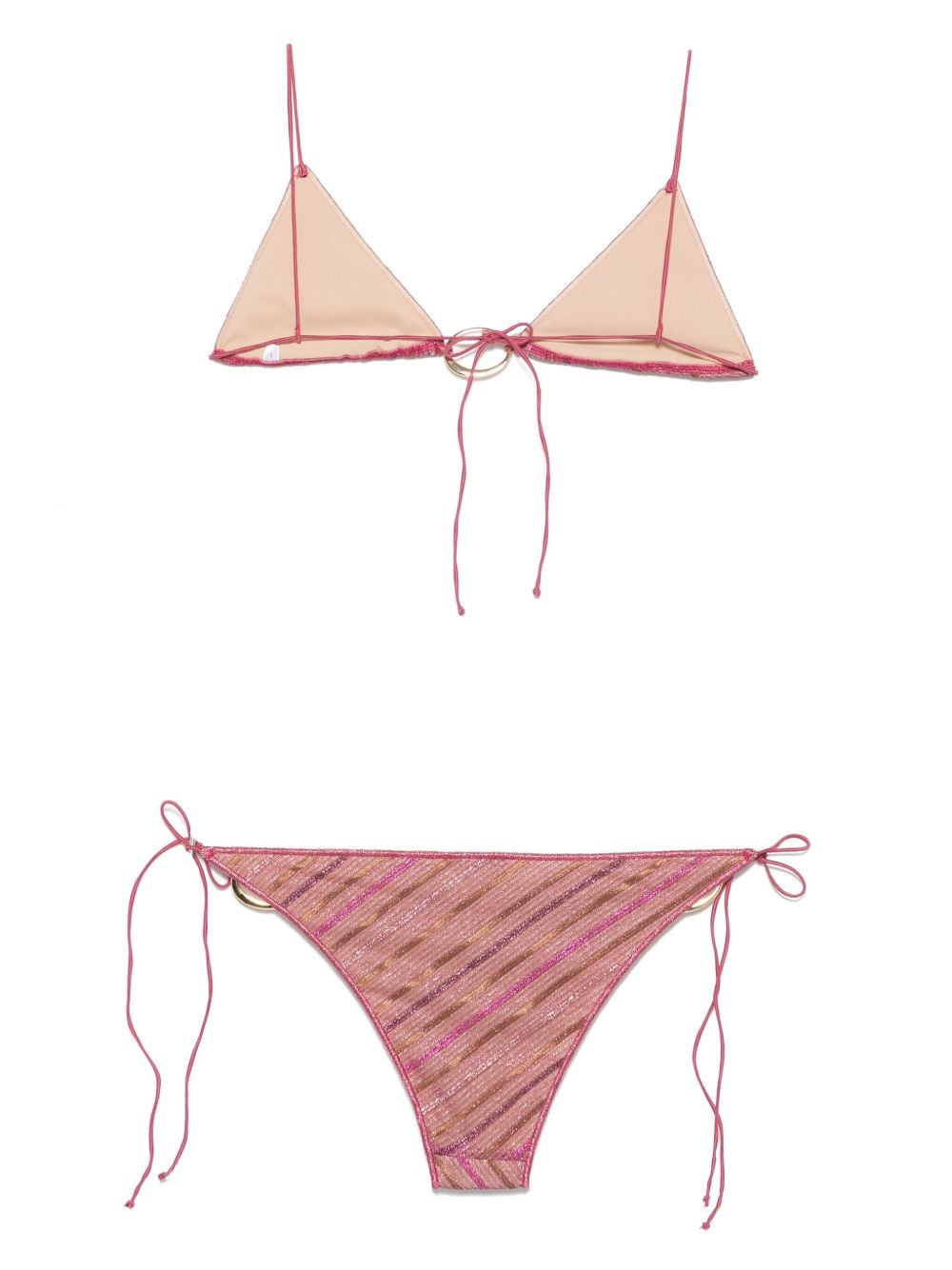 striped O-plaque bikini - 2