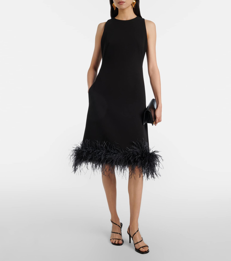 Max Mara Semito feather-trimmed midi dress outlook