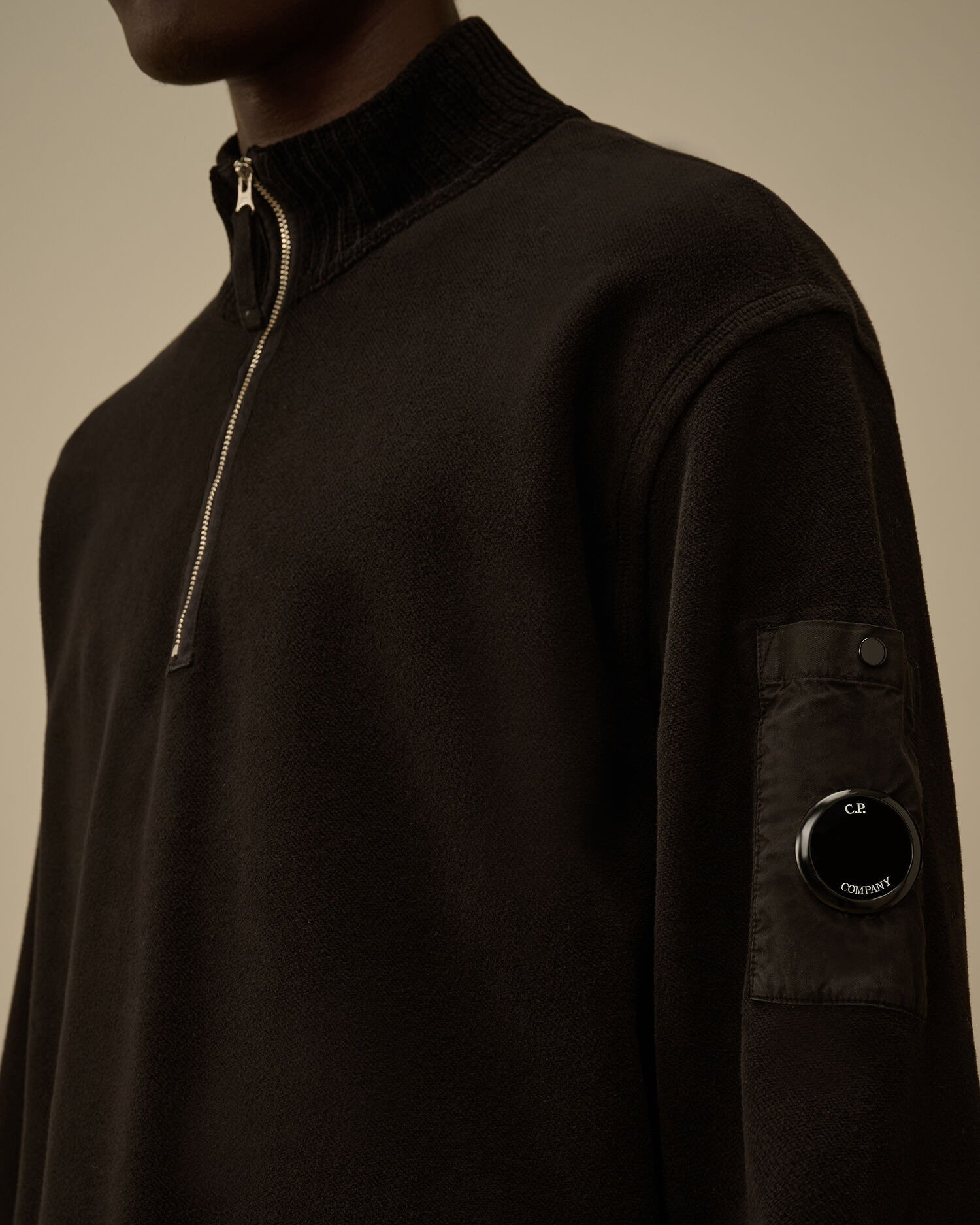 Brushed Emerized Diagonal Fleece Half Zip Lens Sweatshirt - 5