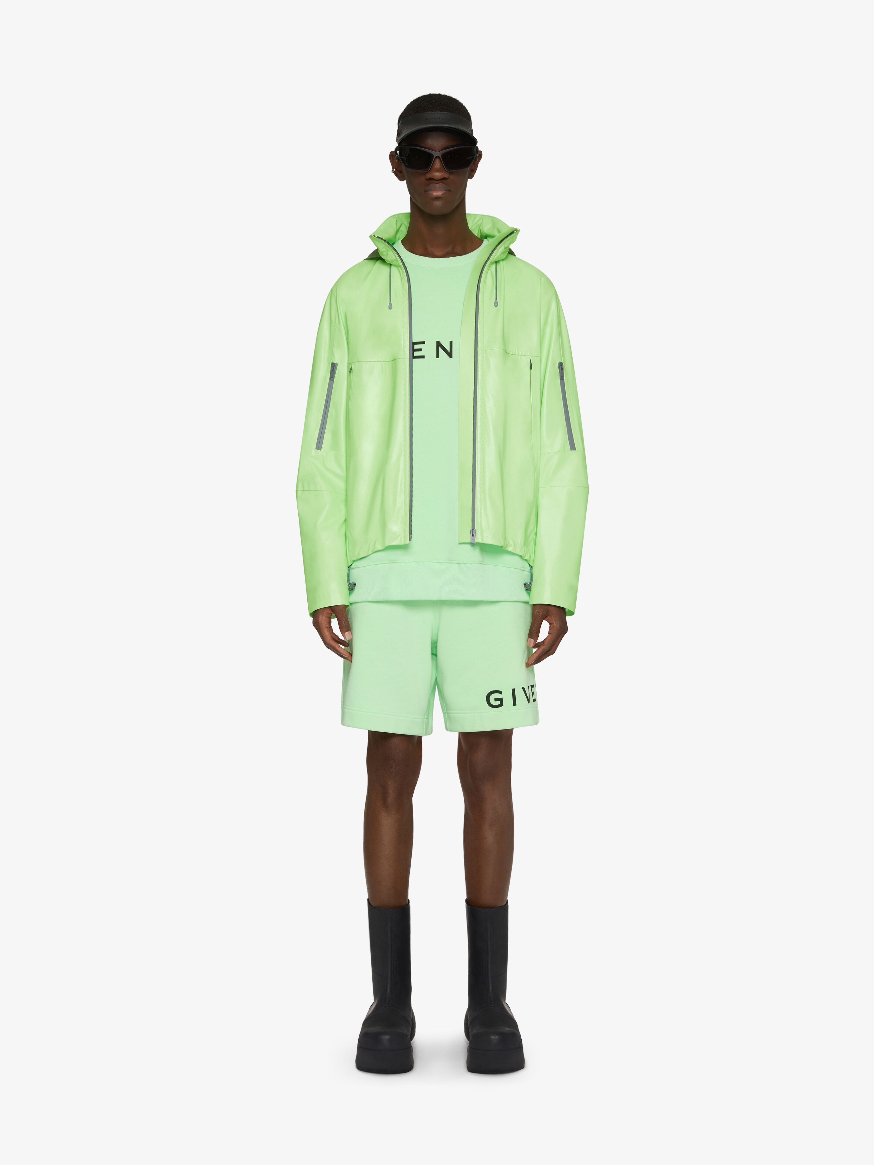 WINDBREAKER IN LEATHER WITH REFLECTIVE DETAILS - 2