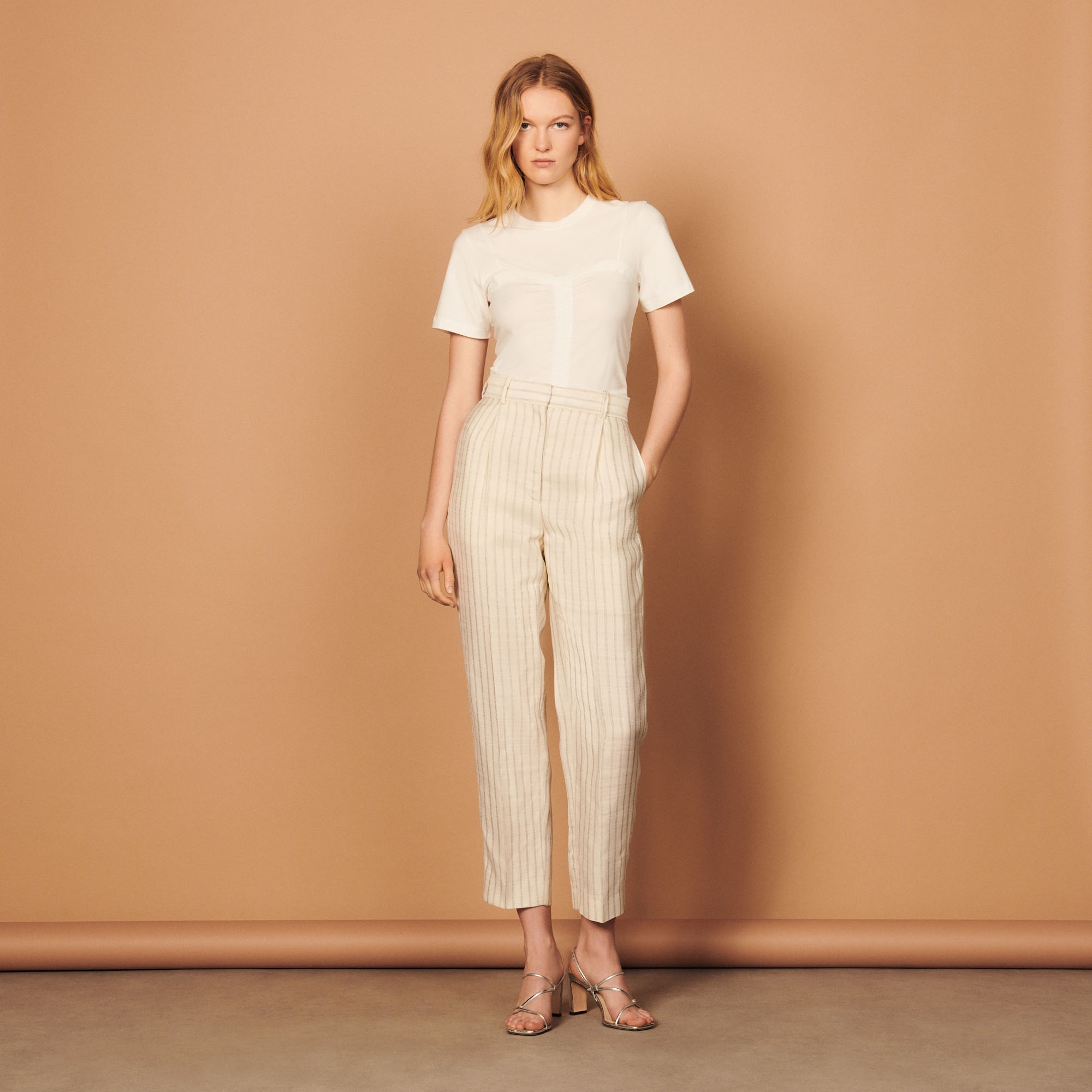 Striped straight-cut trousers - 6
