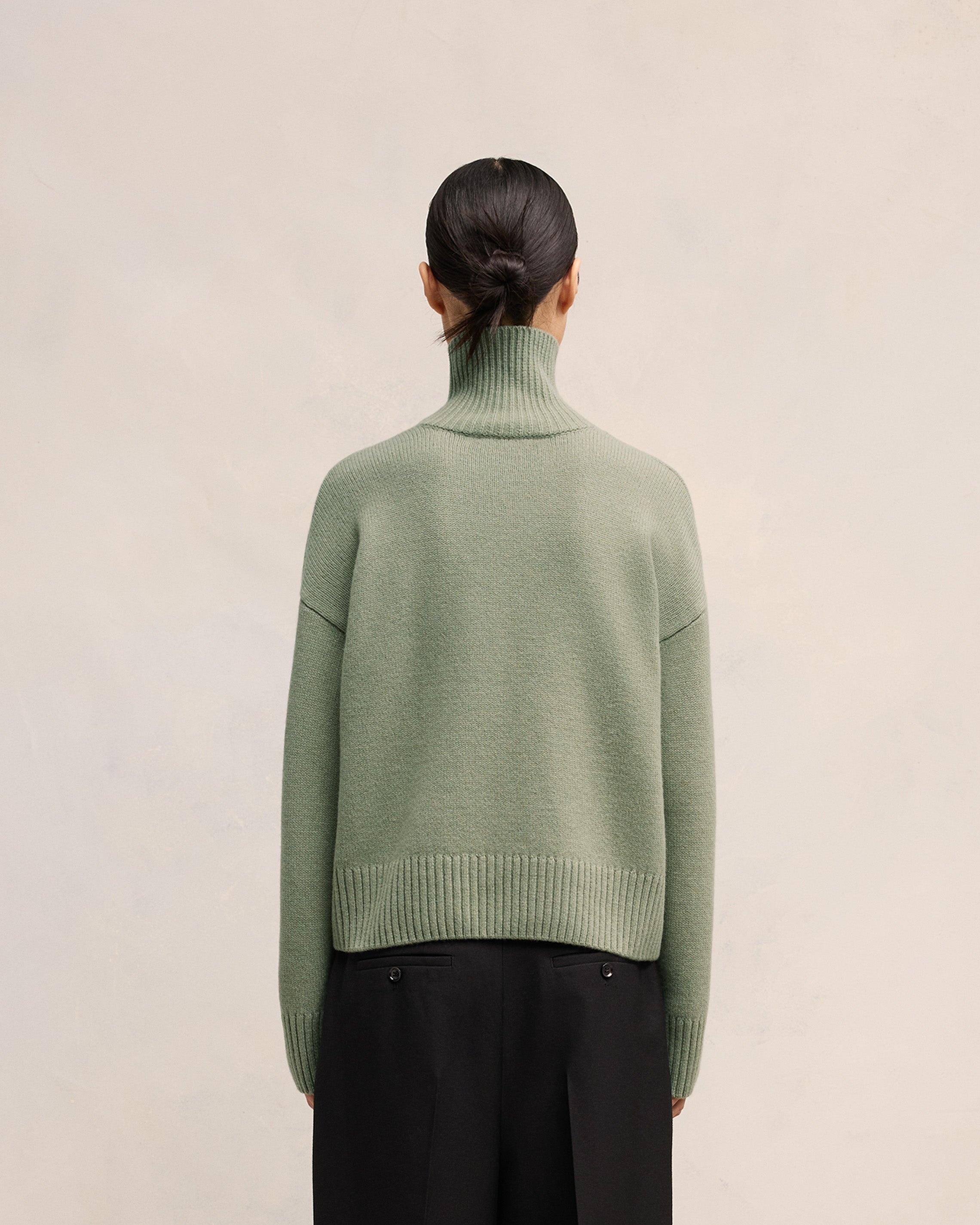 EMBOSSED AMI DE COEUR FUNNEL NECK SWEATER - 5