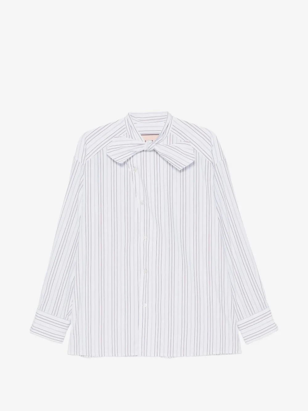 striped pussy-bow shirt - 1