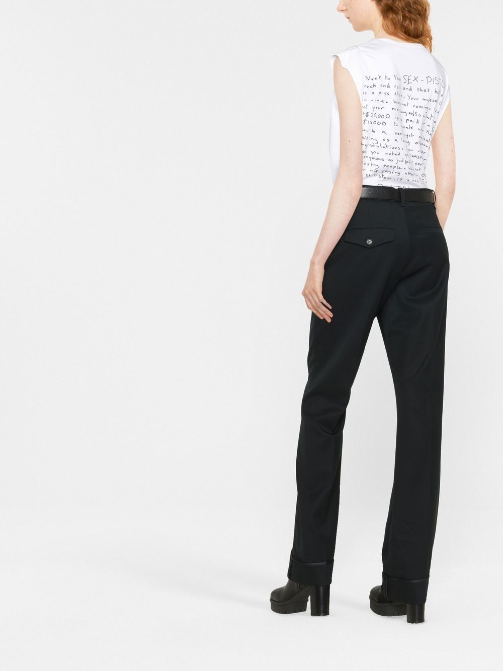 Poetia turn-up hem gabardine trousers - 3