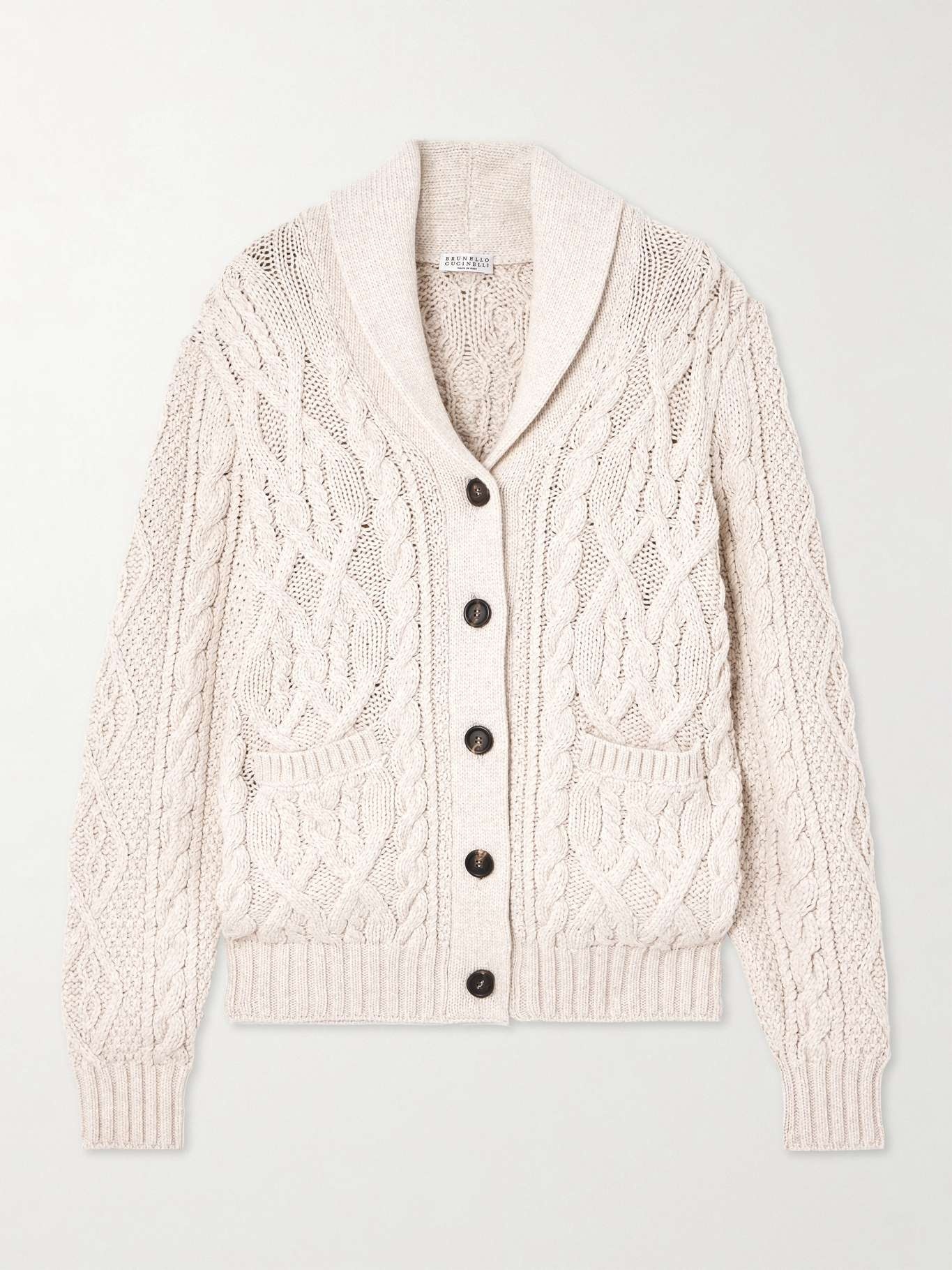 Cable-knit cotton-blend cardigan - 1