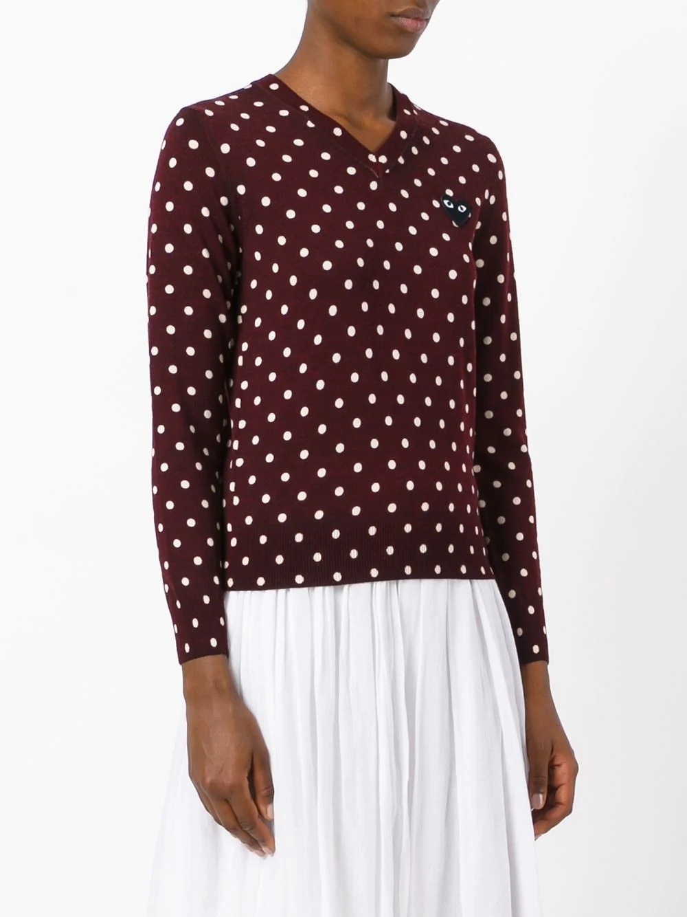 dotted V-neck jumper - 3