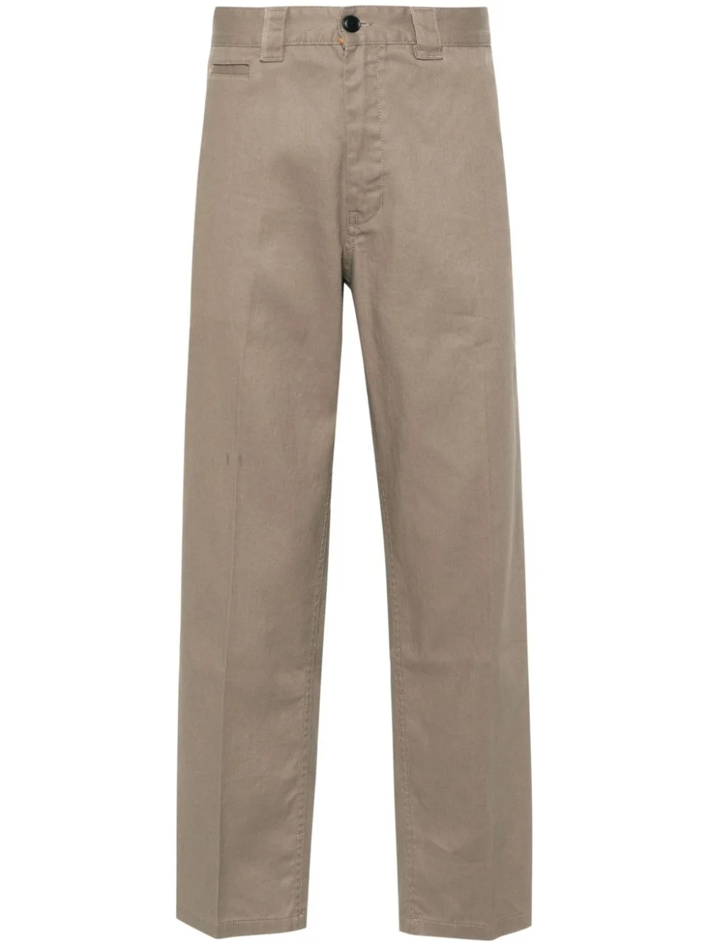 pressed-crease twill tapered trousers - 1