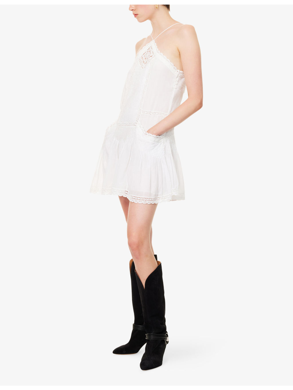 Geraldine Lace-Trim Cotton Mini Dress - 2