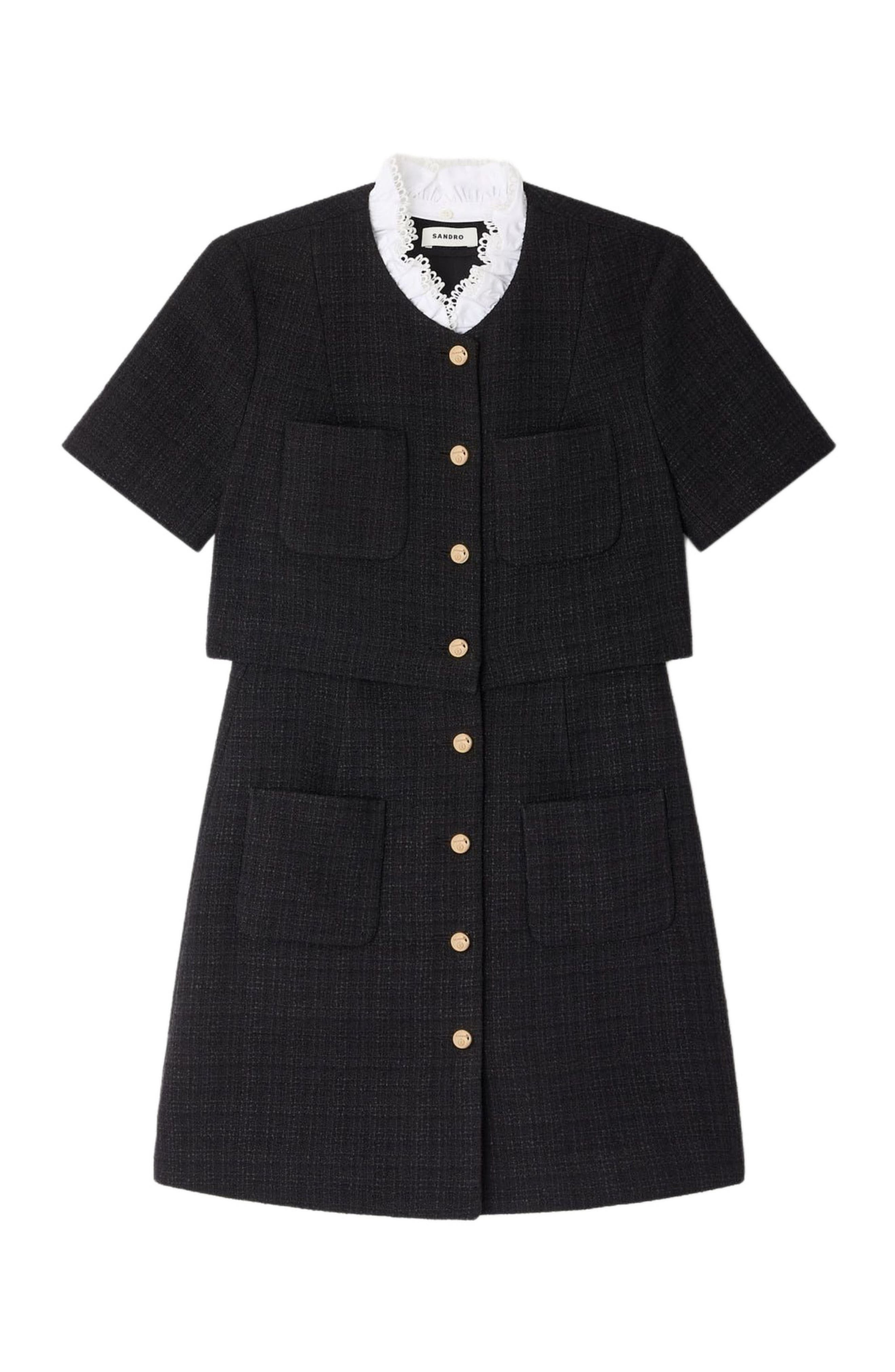 SANDRO Short dress with detachable collar in Black at Nordstrom - 5