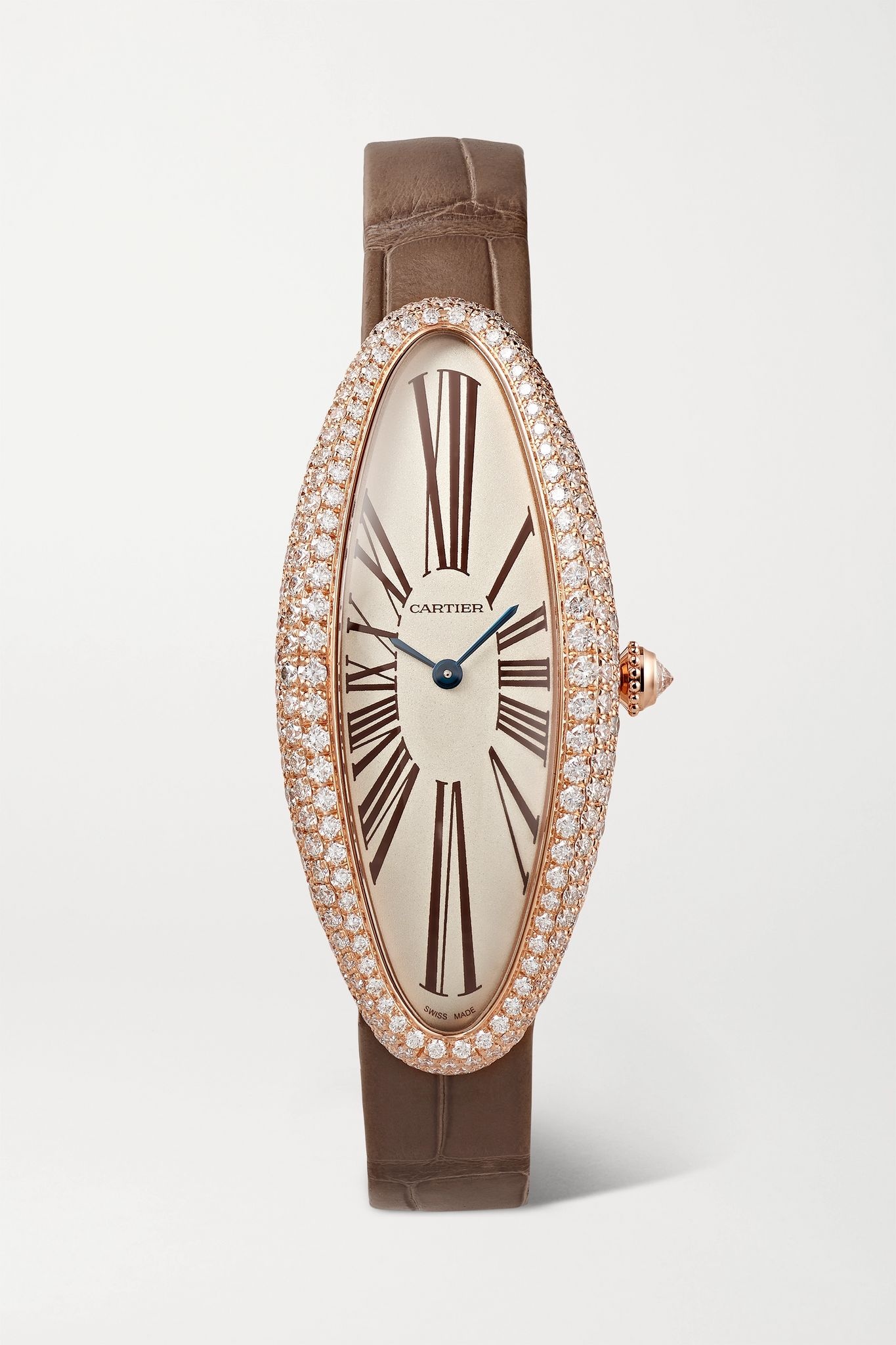 Baignoire Allongée 21mm medium 18-karat pink gold, alligator and diamond watch - 1