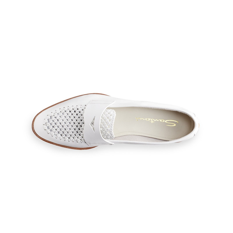 Women's white leather penny loafer 3