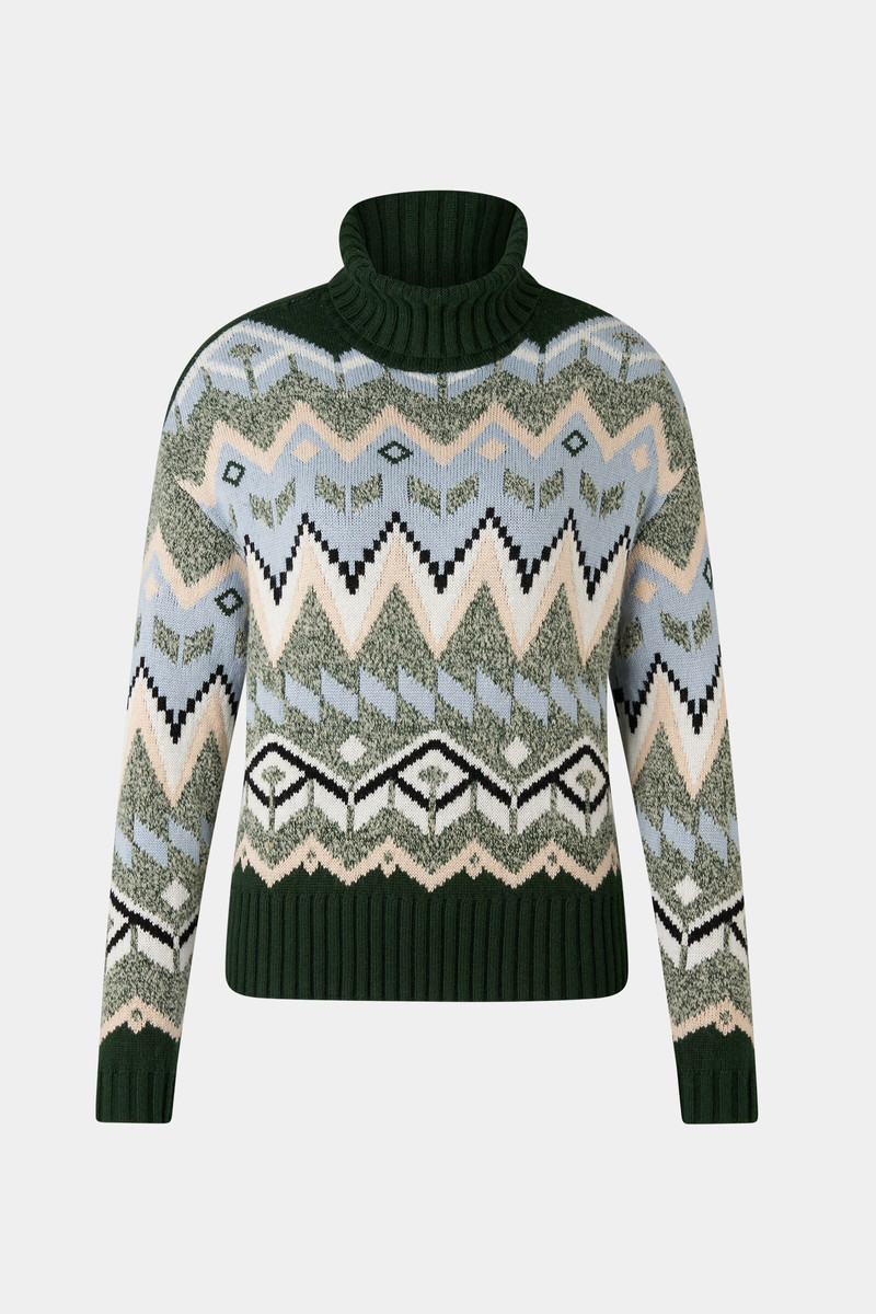 Norwegian pullover Raegan in Green/beige/light blue 1