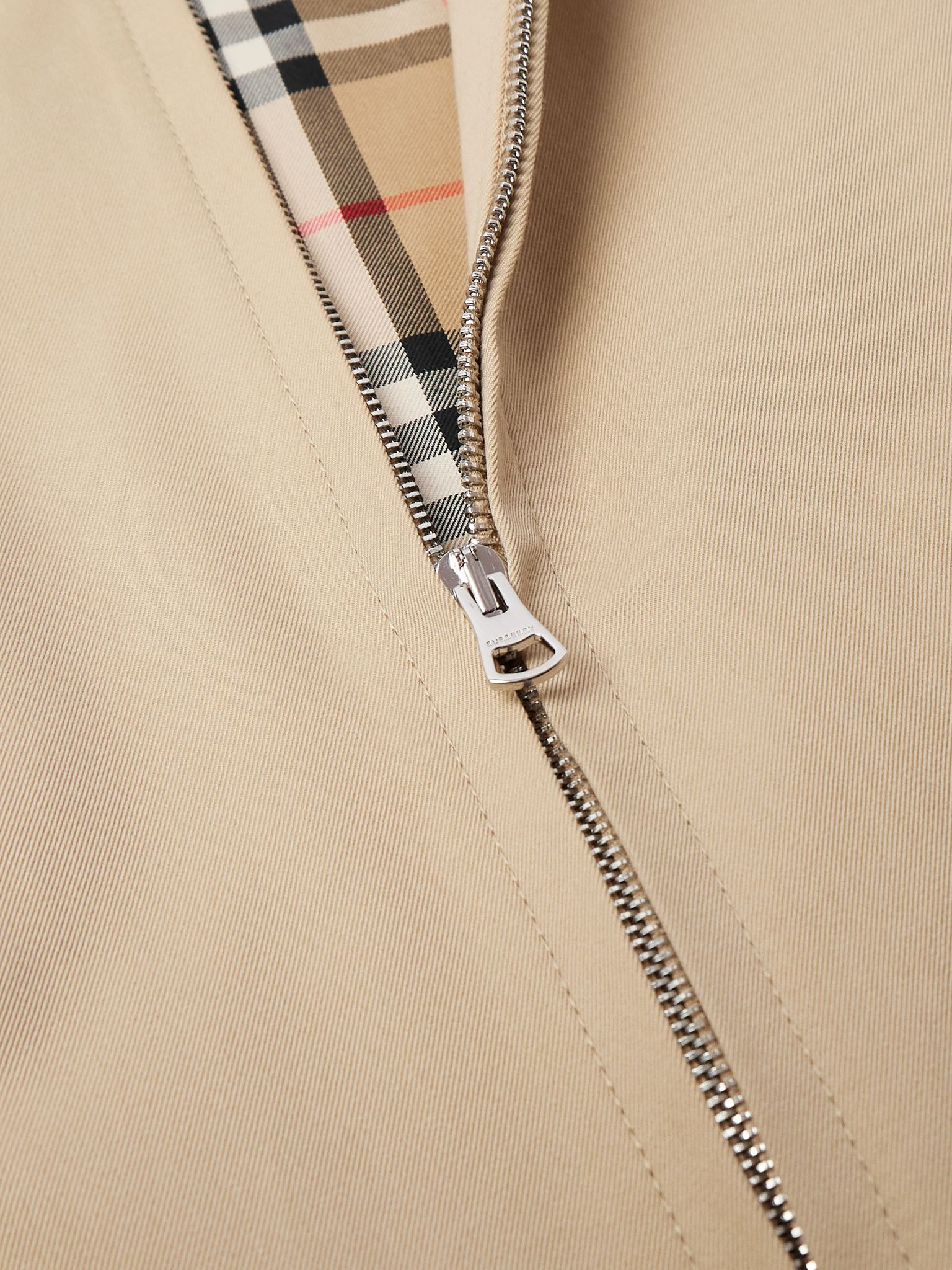 Logo-Embroidered Cotton-Gabardine Harrington Jacket Beige - 4