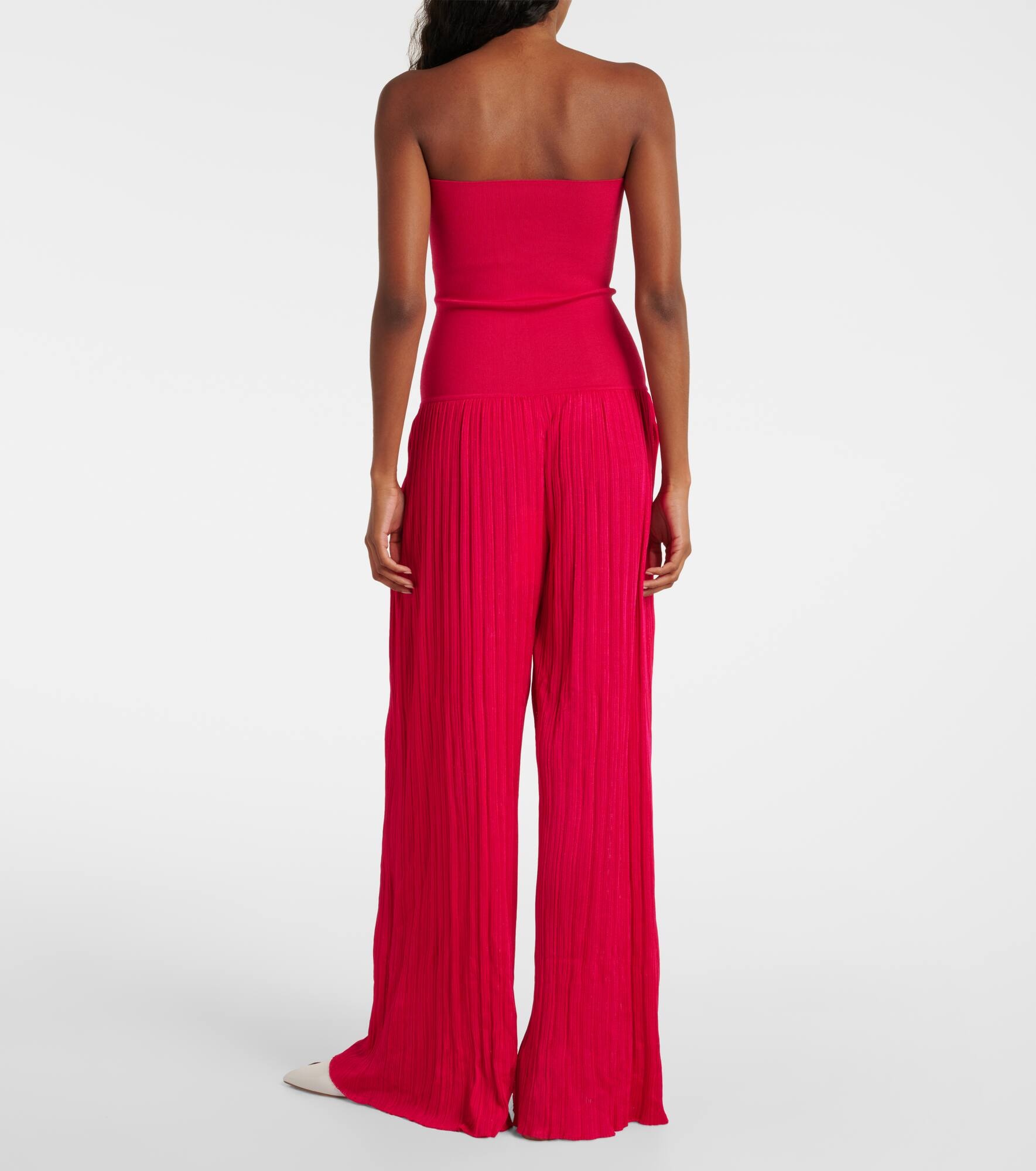 Pleated knitted strapless jumpsuit - 3