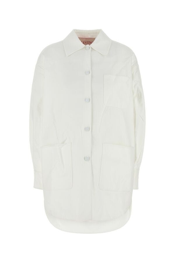 Valentino Garavani Woman White Cotton Blend Oversize Jacket - 1